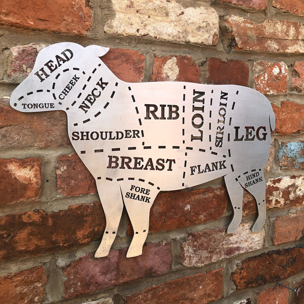 Galvanized Steel Butchers Lamb Wall Decoration.