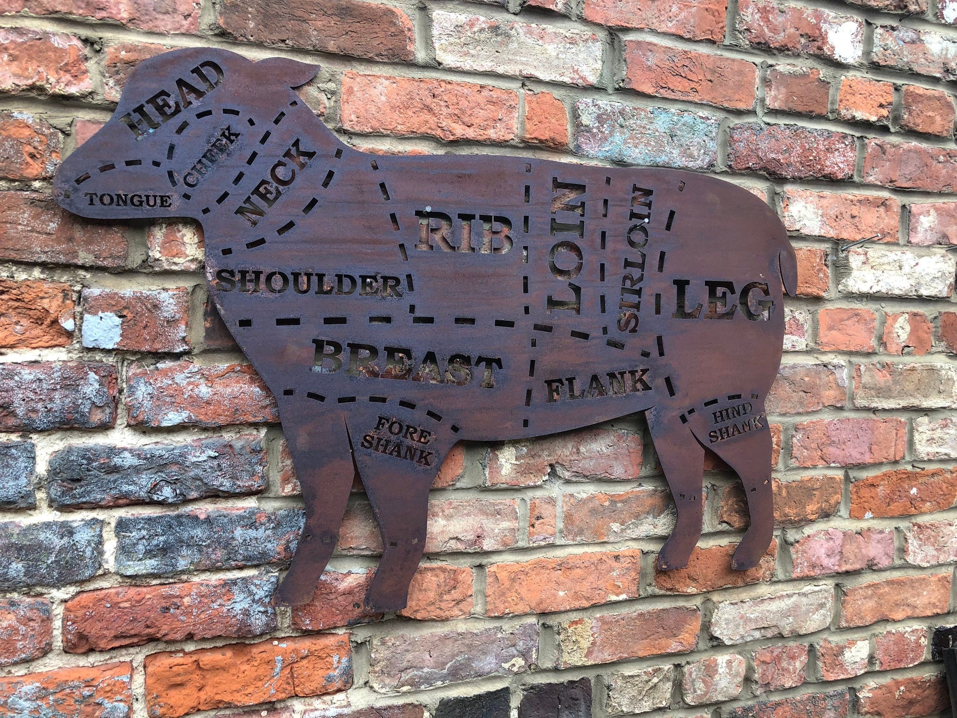 Rusty Metal Butchers Lamb Decorations