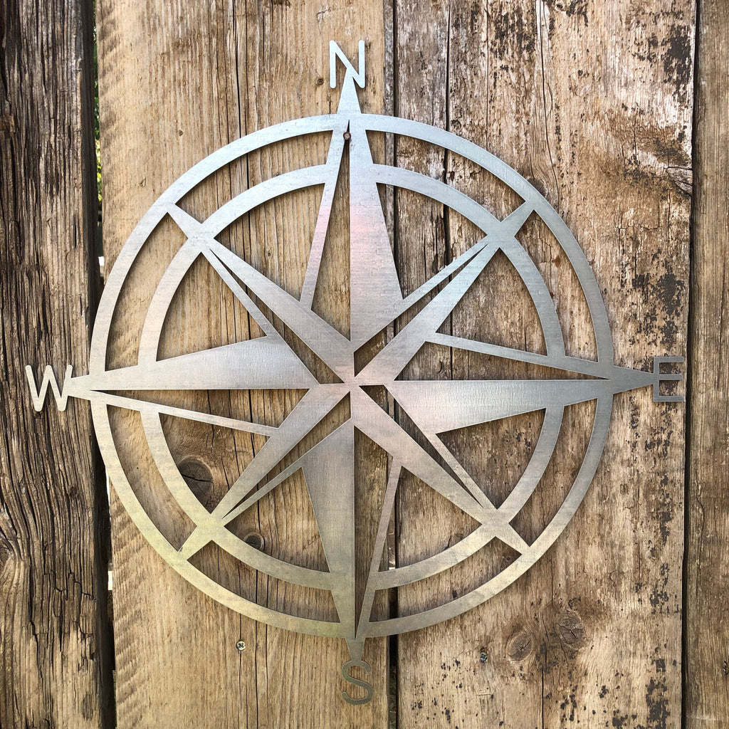 Galvanized Steel Compass Wall Decoration