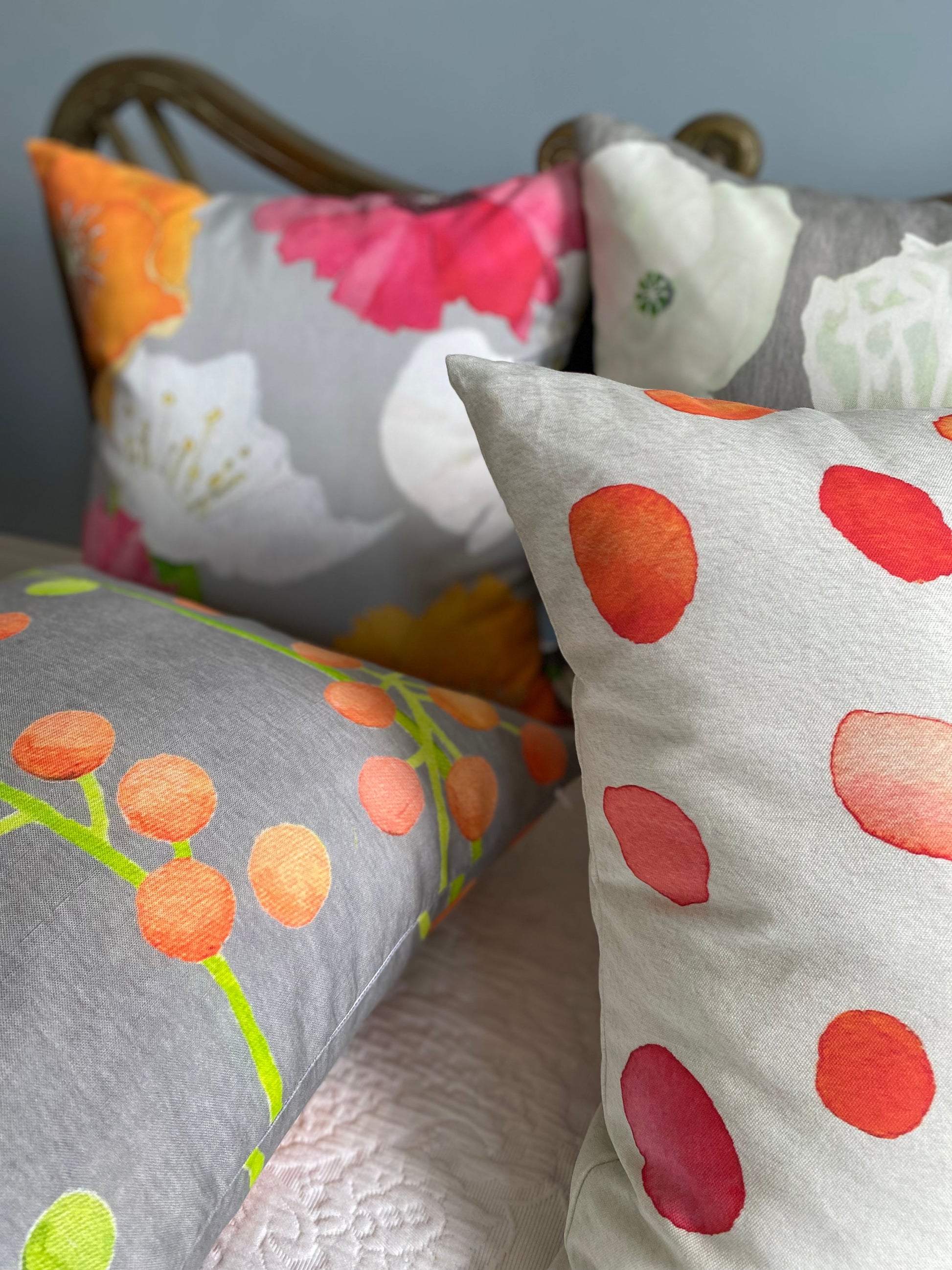 Brunia Throw Pillow in Grey, 18 inch Square