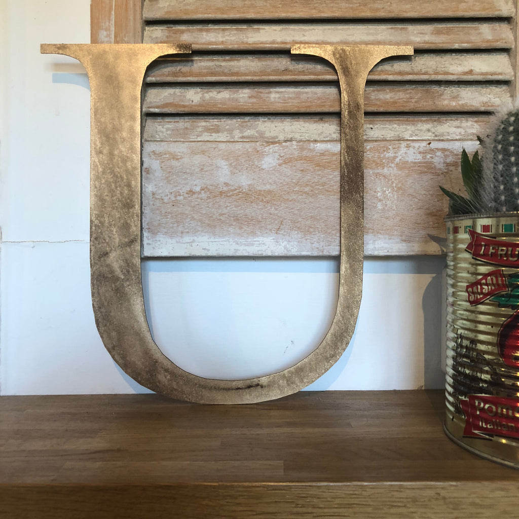 Distressed Gold 5" or 12" Classic Metal Letters, A-Z, 0-9