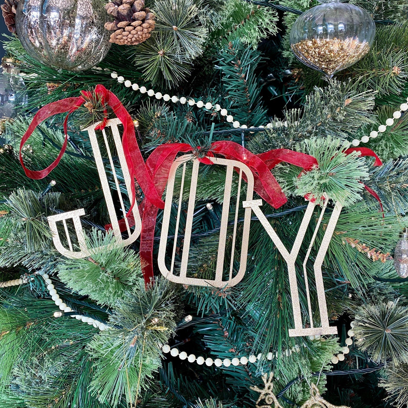 Christmas Tree Decorations / Joy Letters / Personalised Gifts / Christmas Present / Art Deco Letters