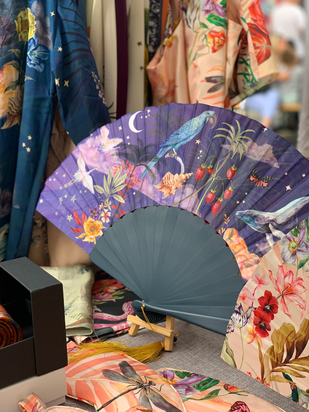 Wonderous Silk Fan with Gold Tassel