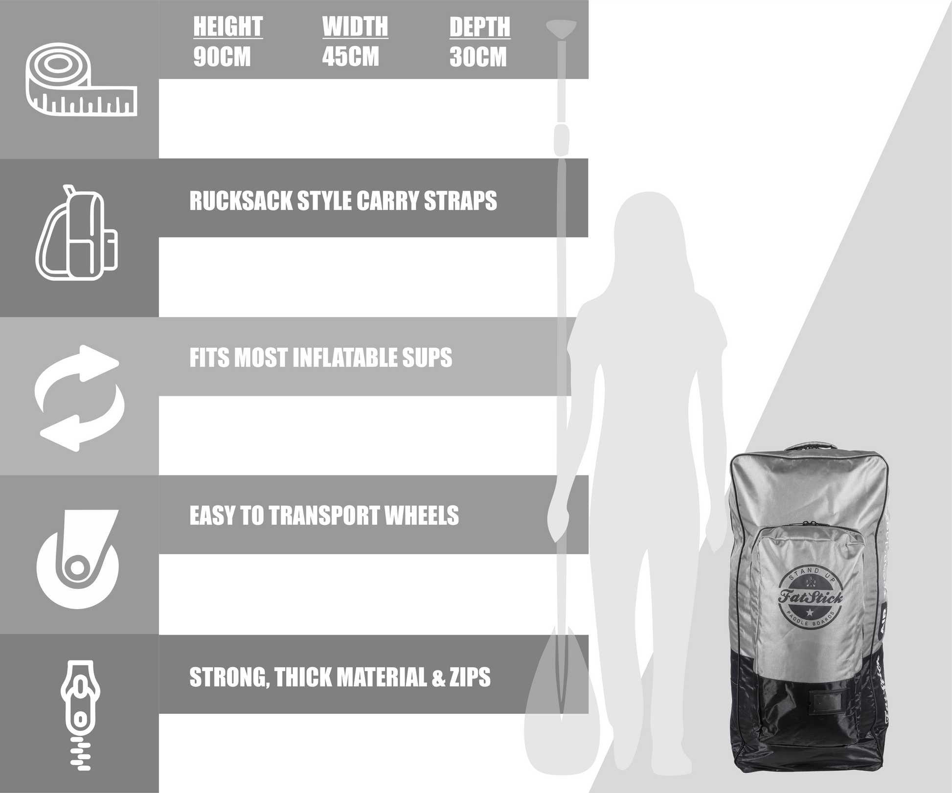 Wheeled Storage Bag Backpack for Inflatable Paddle Boards