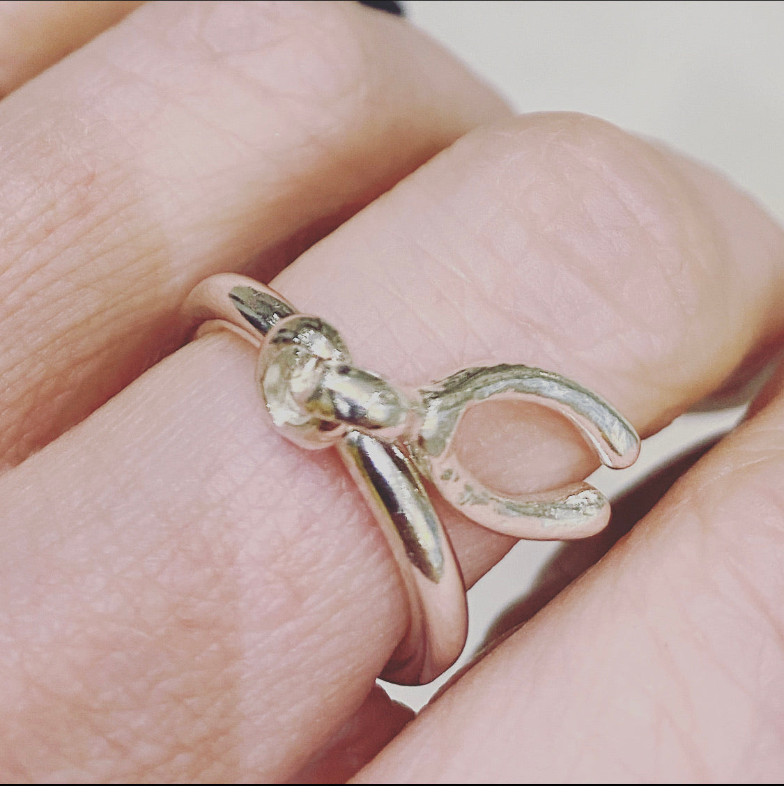 Wishbone Dangle Ring in Sterling Silver