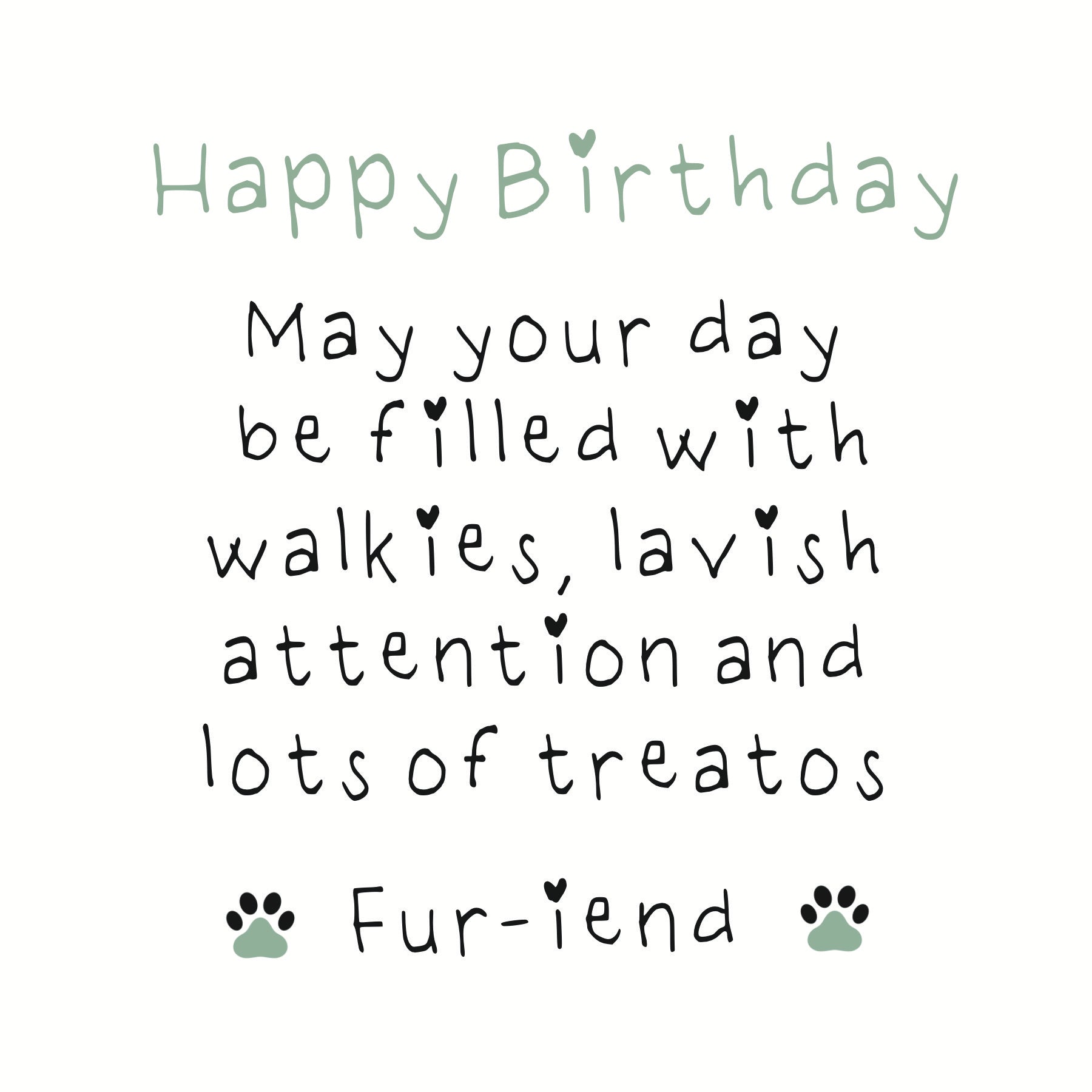 Happy Birthday Fur-iend Dog to Dog Birthday Card Green