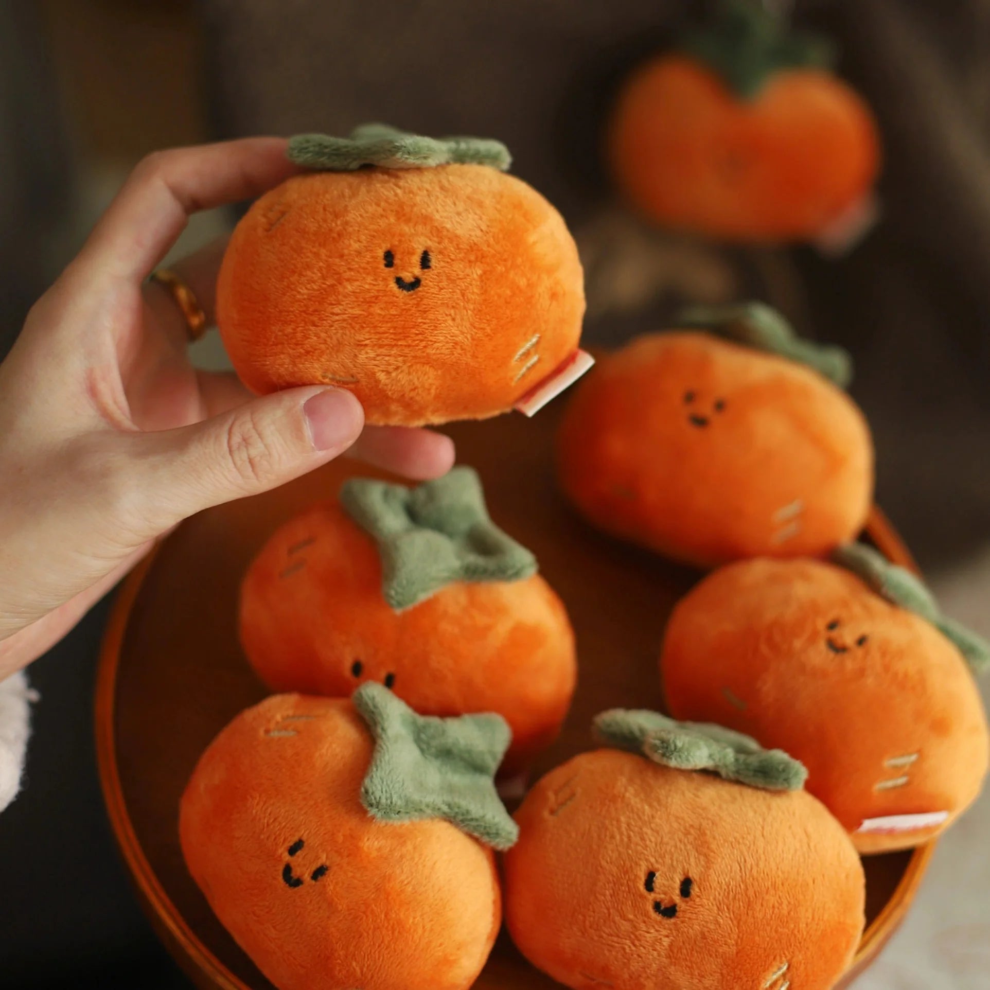 Persimmon Plush Bag Charm in Vibrant Orange