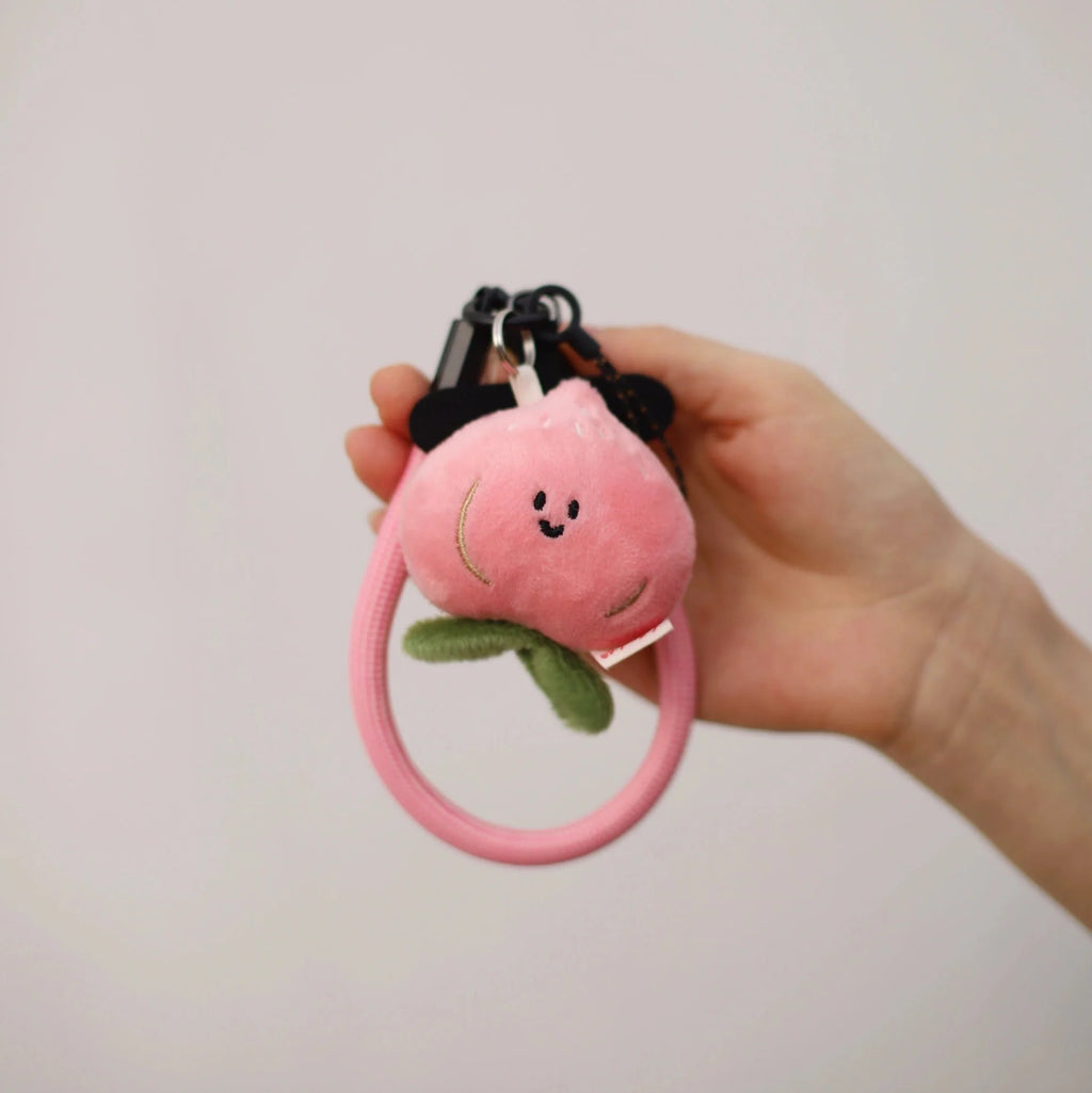 Mini Peach Plush Bag Charm in Pink