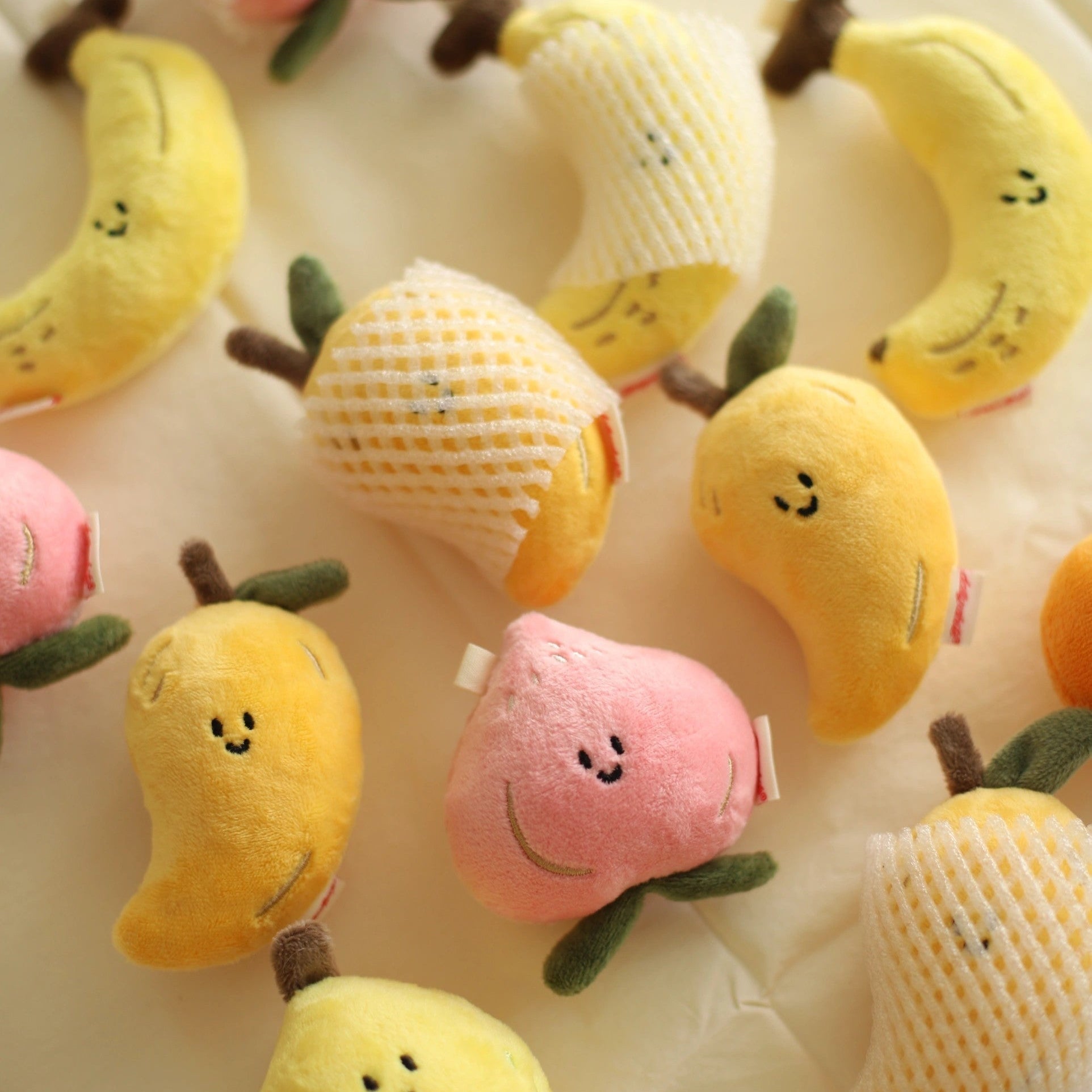 Peach Plush Bag Charm in Pink