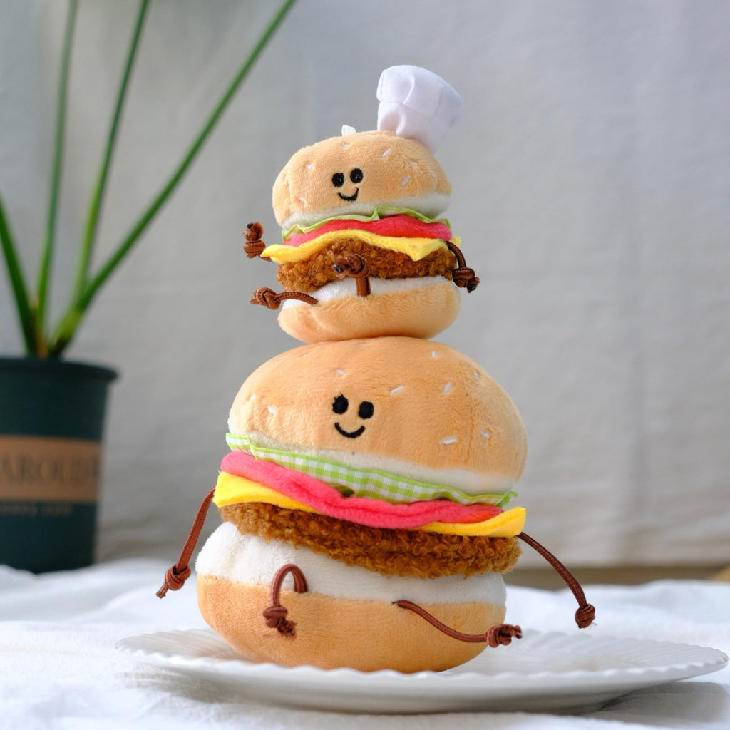 Mini Burger Plush Toy with Clip