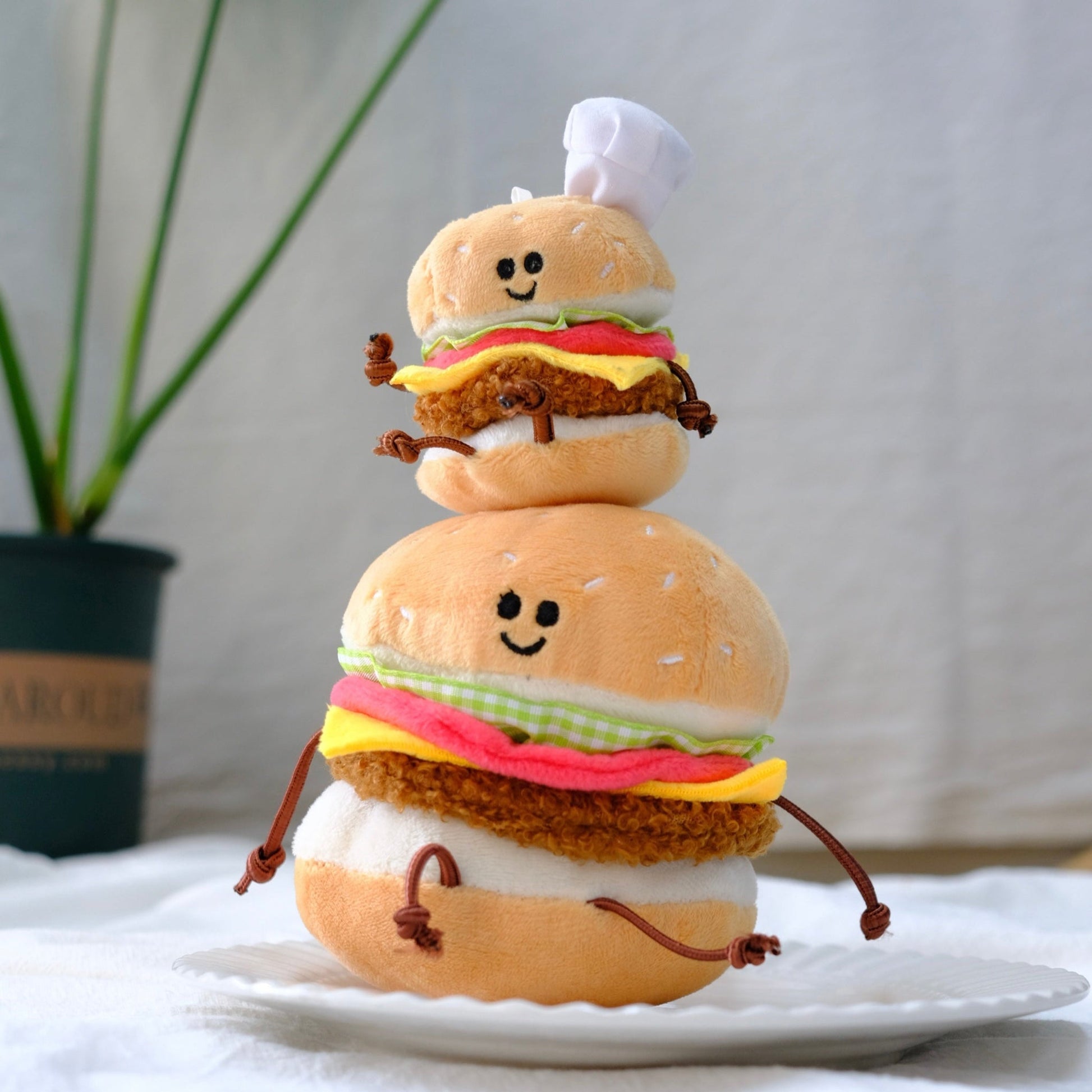 Mini Burger Plush Toy with Clip