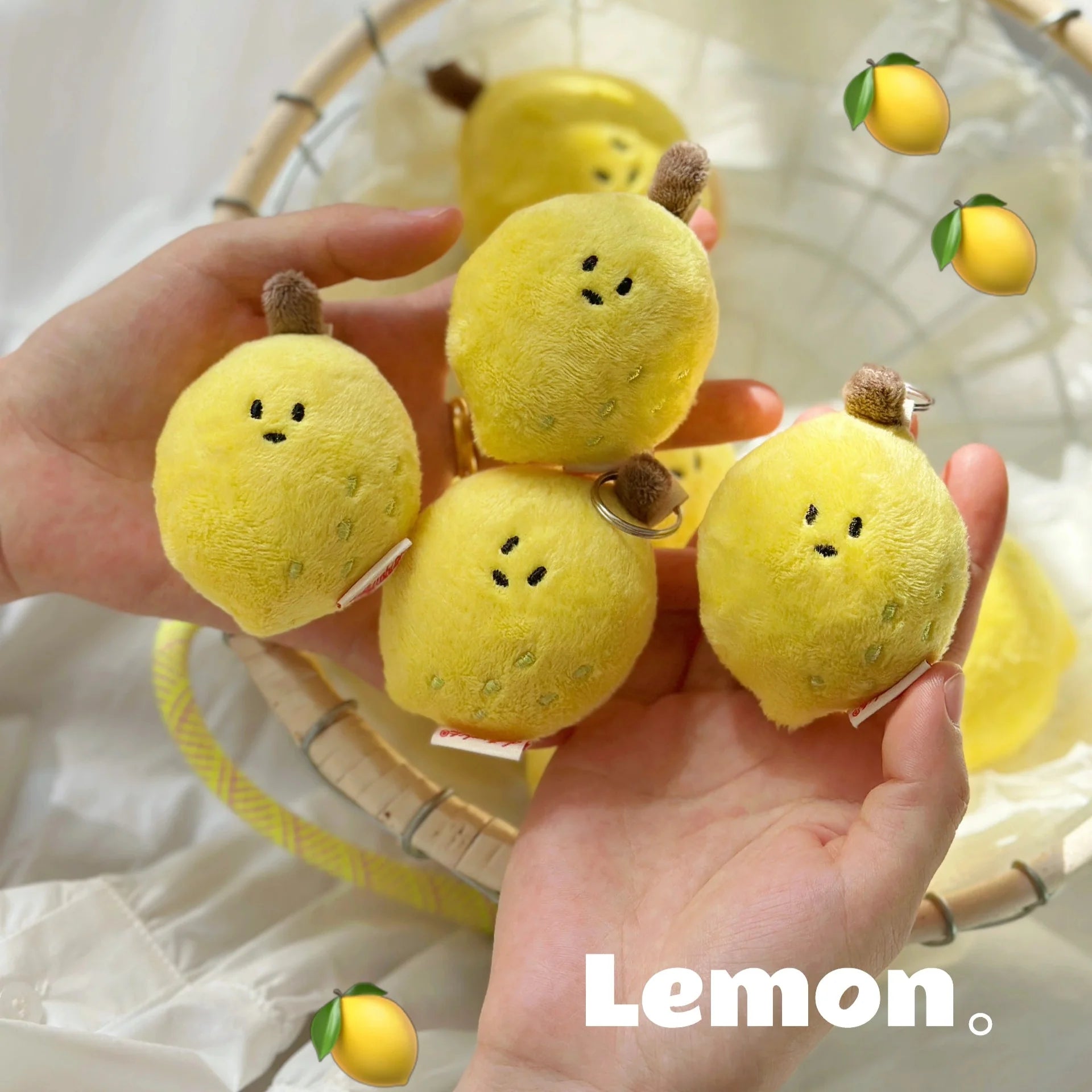Mini Lemon Bag Charm in Soft Plush Yellow