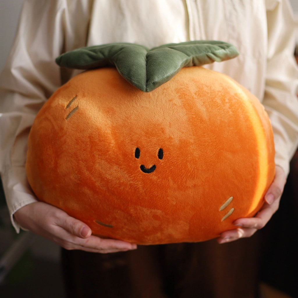 Persimmon and Peanut Plush Pillow