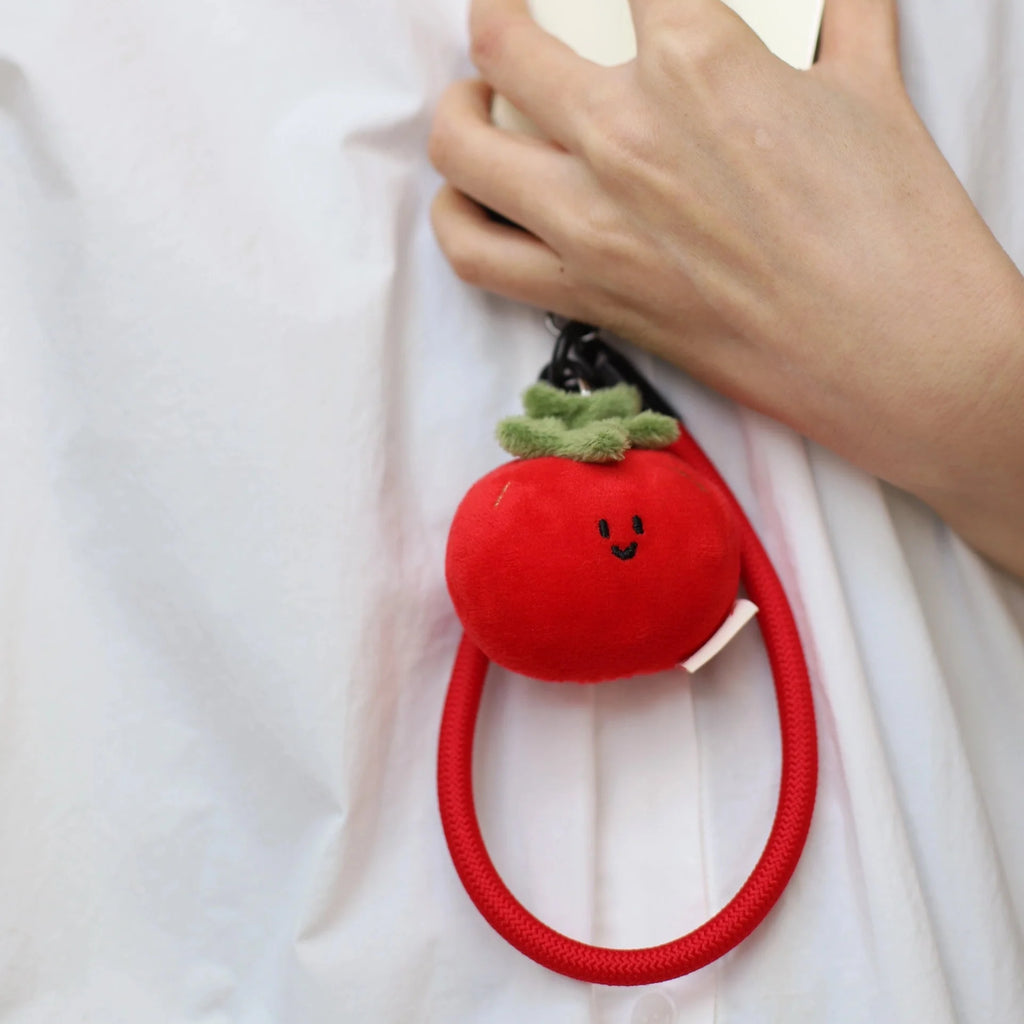 Mini Tomato Plush Bag Charm in Red and Green