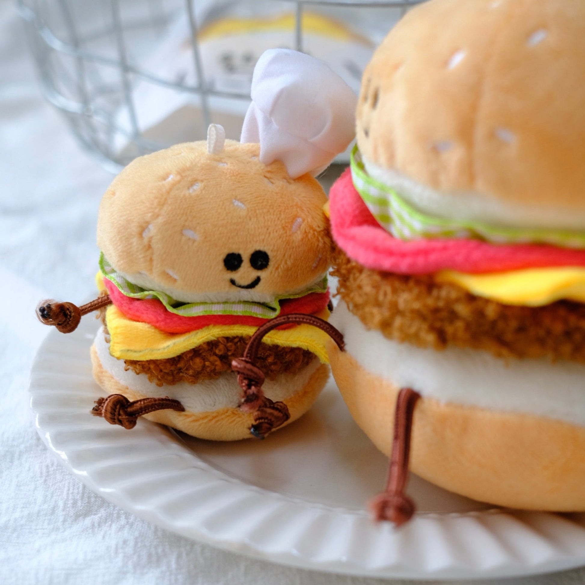 Mini Burger Plush Toy with Clip