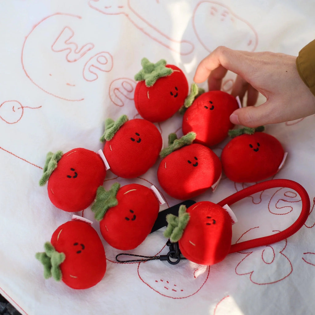 Mini Tomato Plush Bag Charm in Red and Green