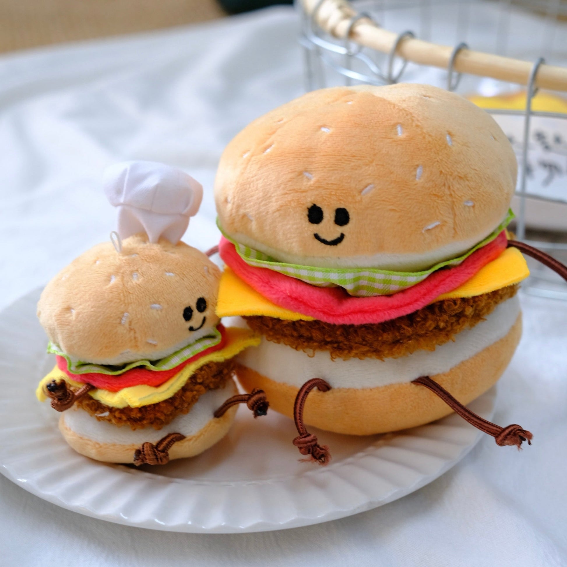 Mini Burger Plush Toy with Clip
