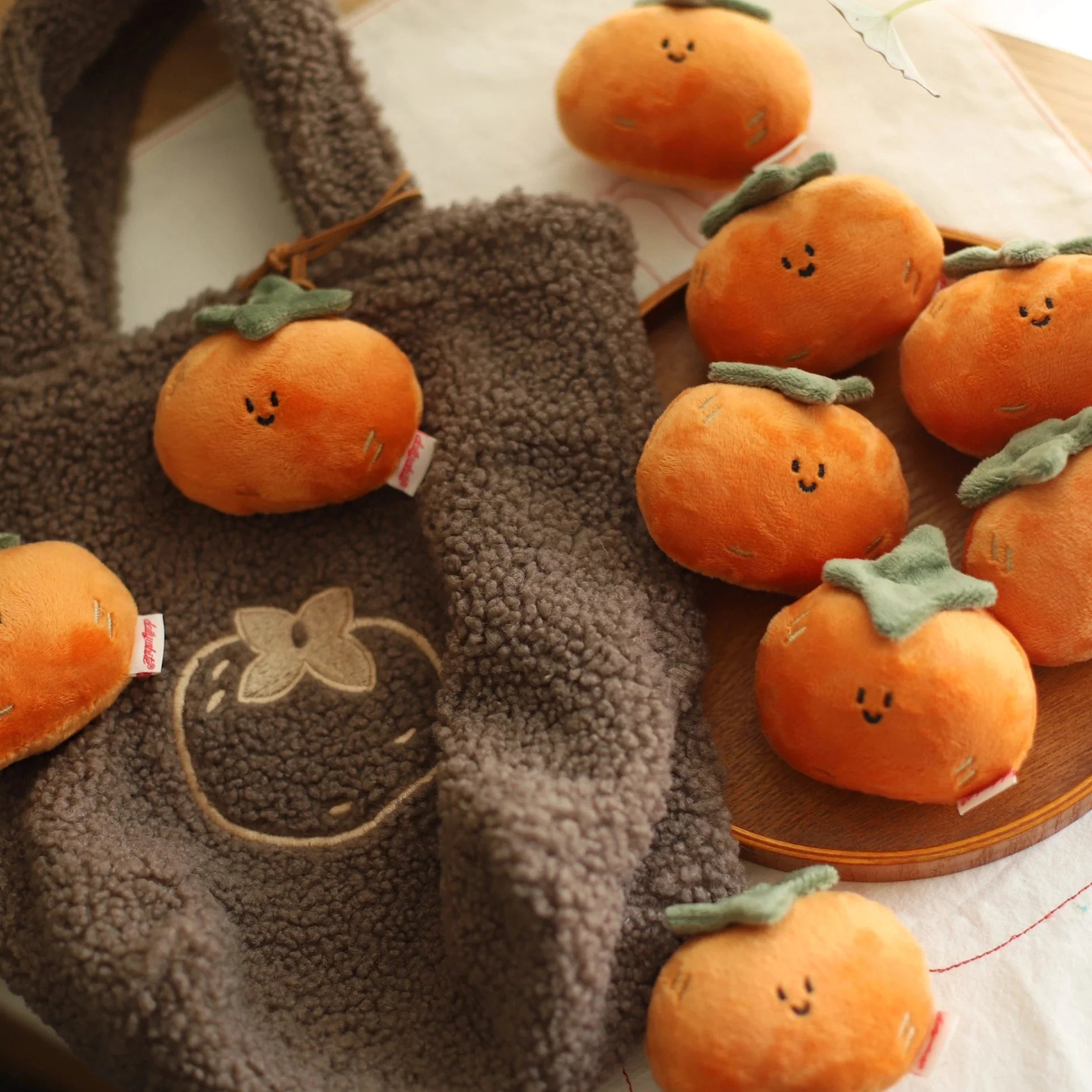 Persimmon Plush Bag Charm in Vibrant Orange