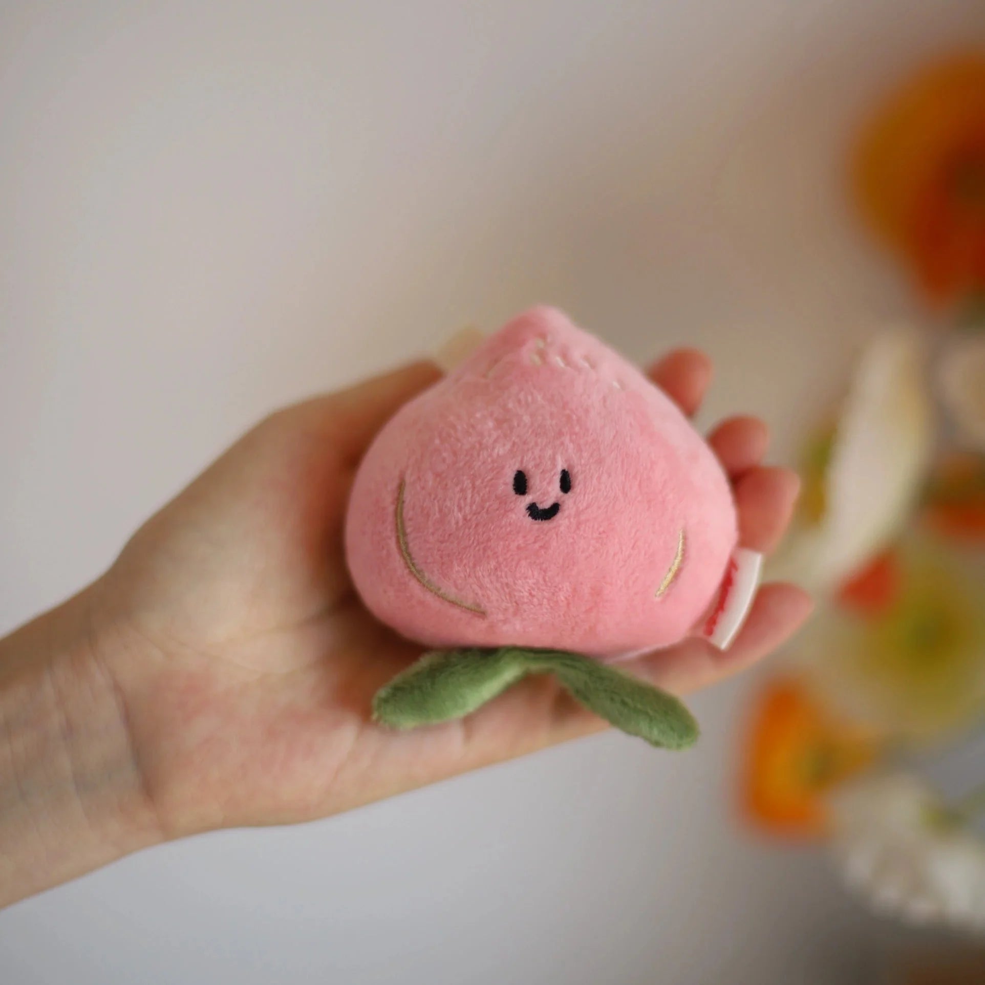 Peach Plush Bag Charm in Pink