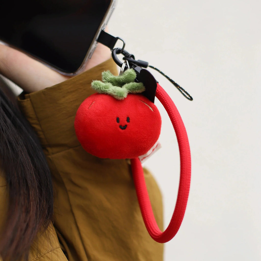 Mini Tomato Plush Bag Charm in Red and Green