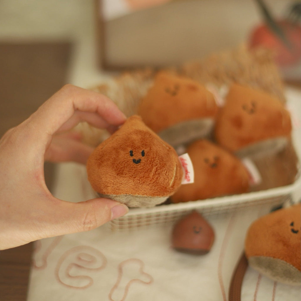Mini Chestnut Plush Bag Charm in Warm Brown