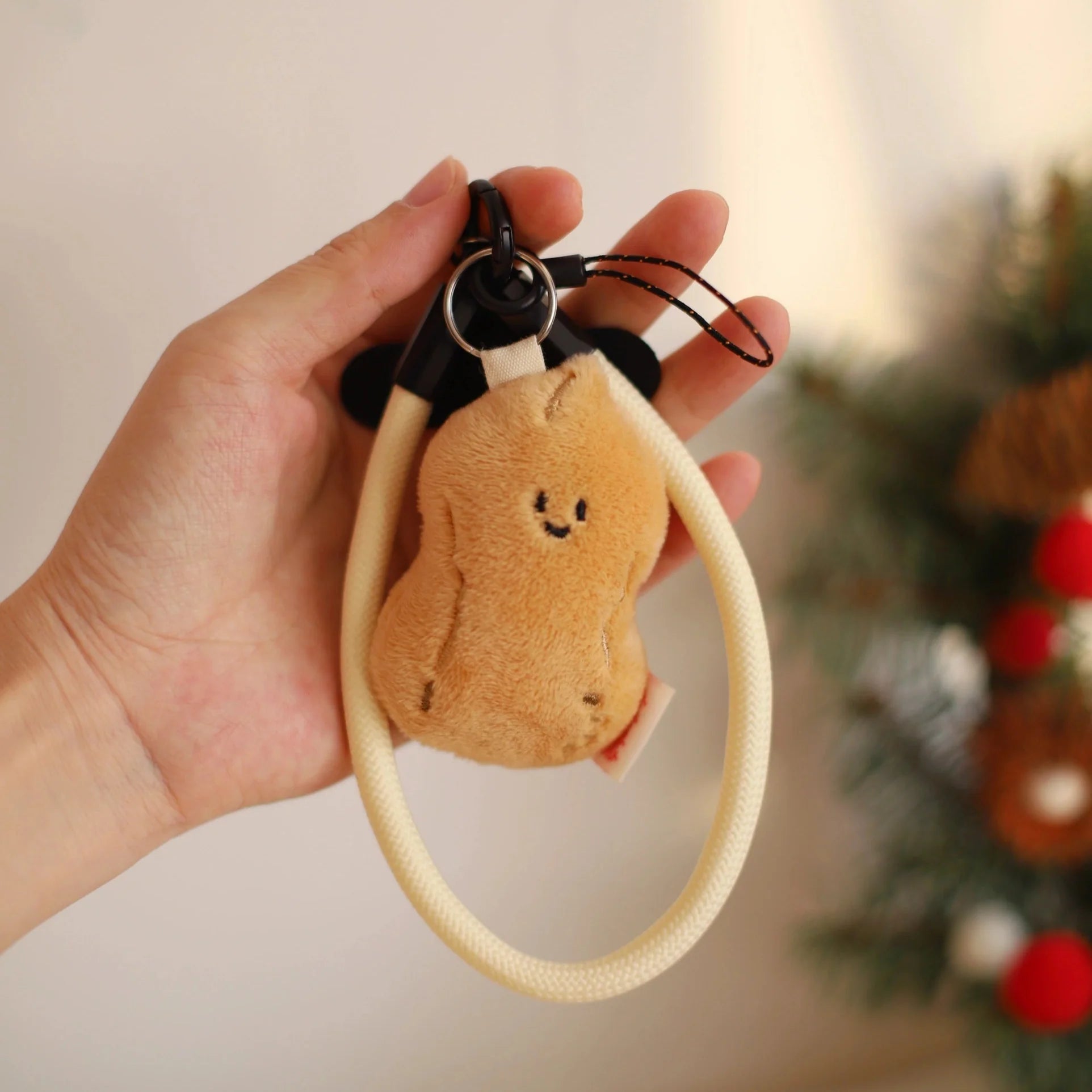 Peanut Plush Bag Charm in Beige