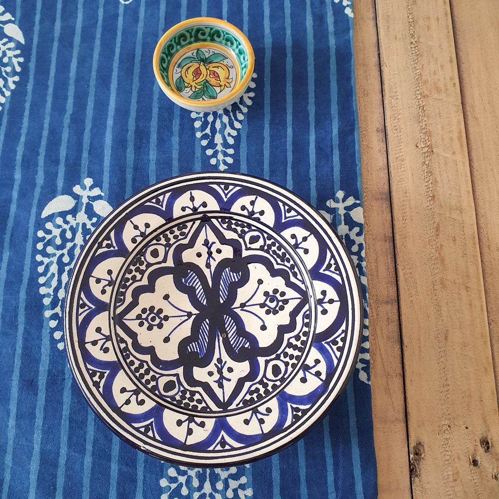 Indigo block-printed placemats set of 2, handmade table mats