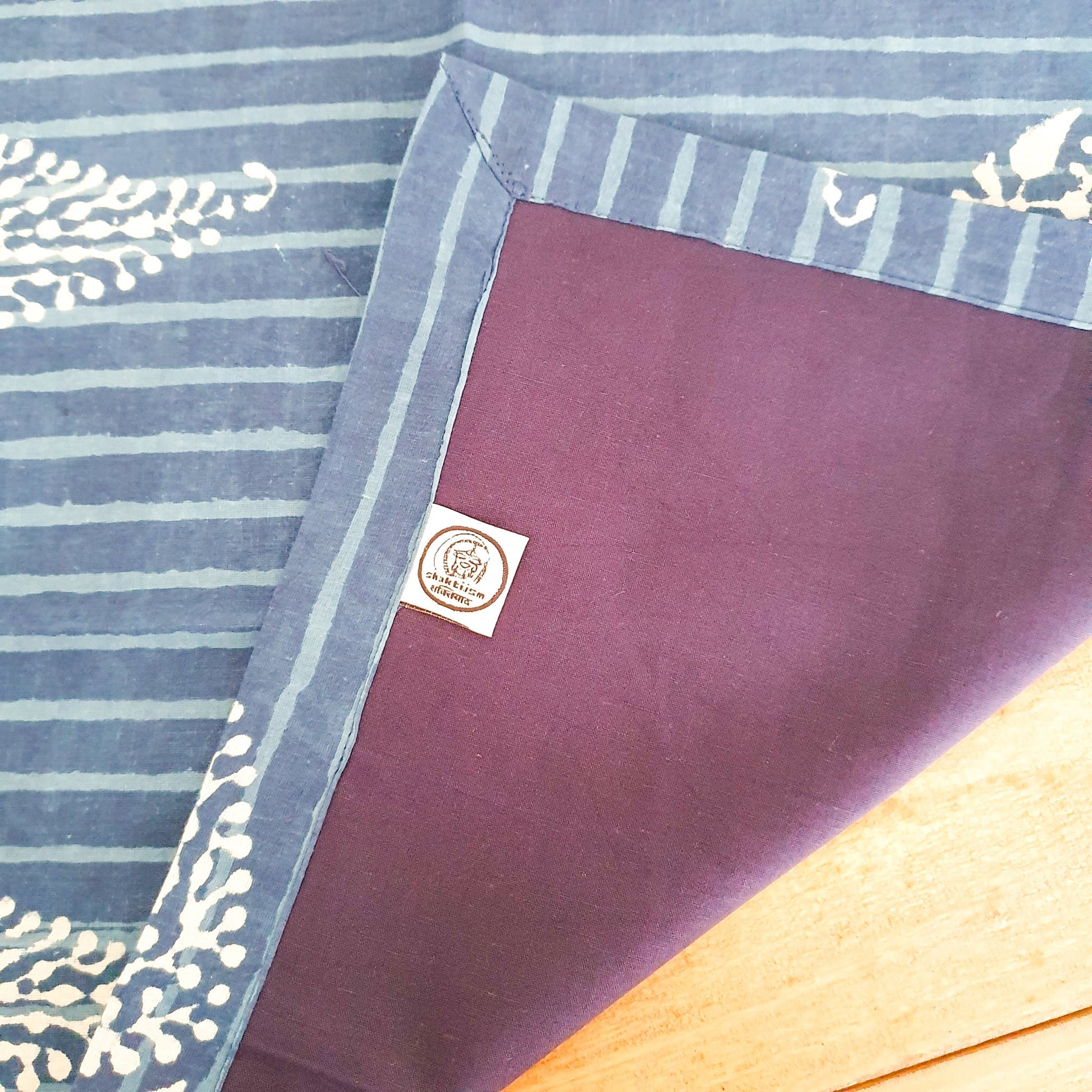 Indigo block-printed placemats set of 2, handmade table mats