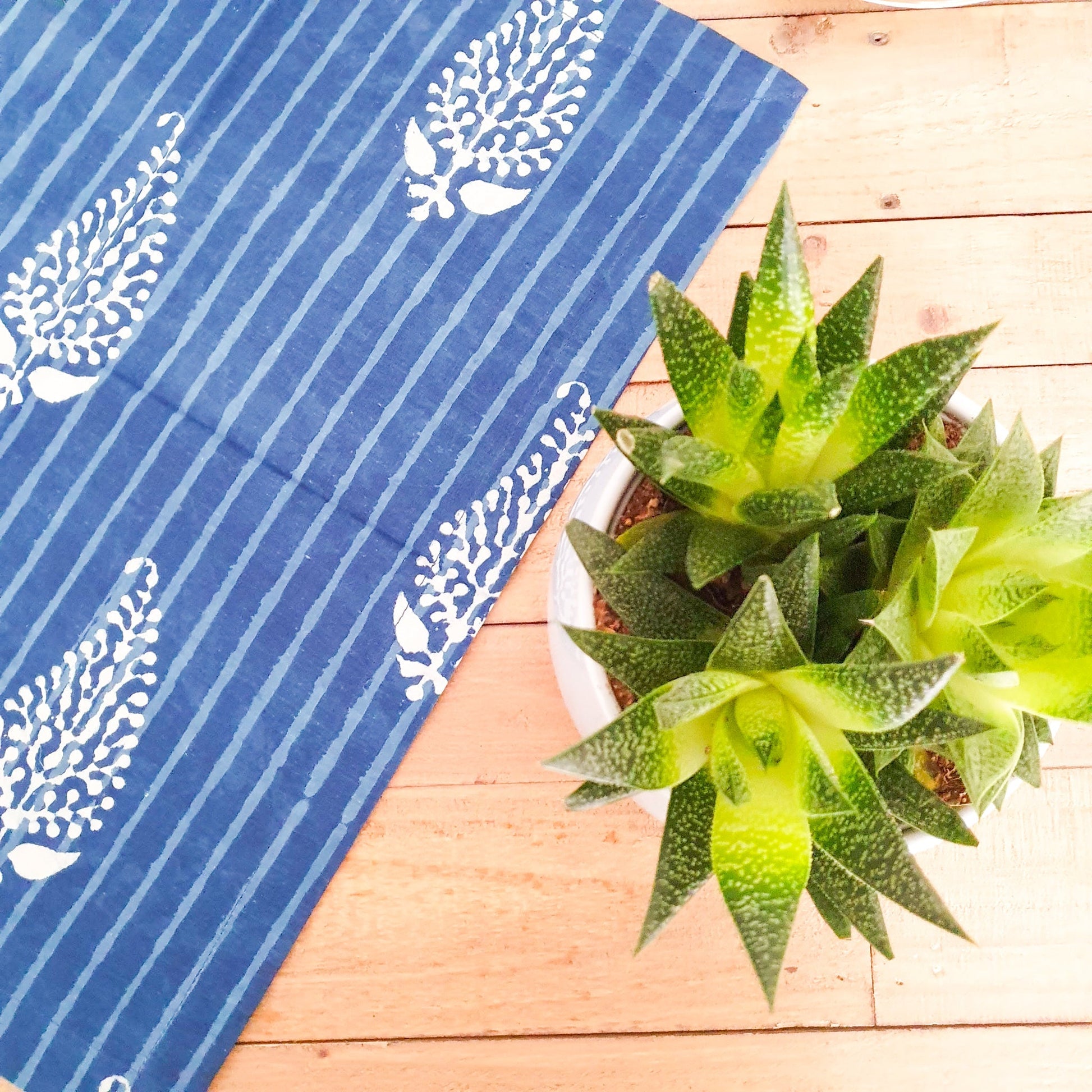 Indigo block-printed placemats set of 2, handmade table mats
