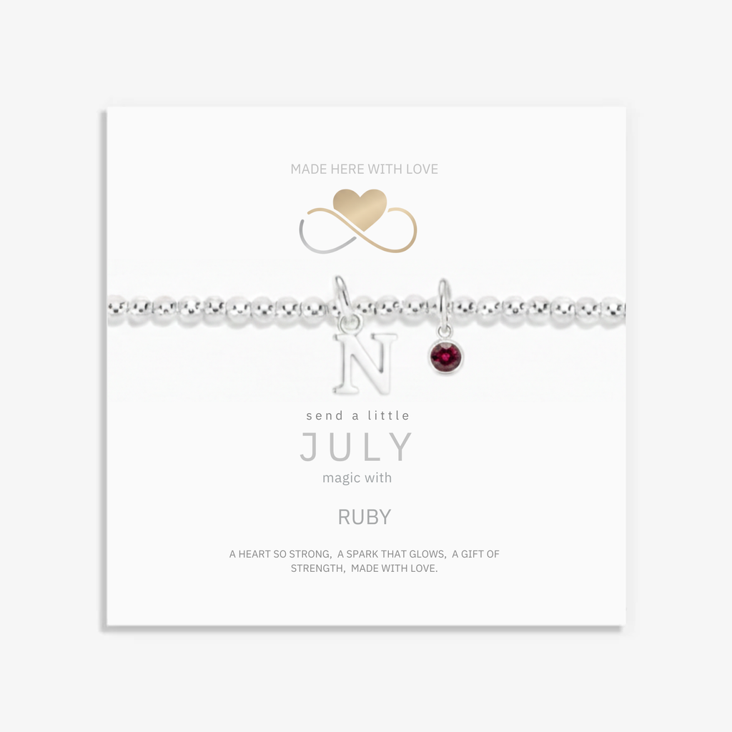 July Birthstone Initial Letter Charm Bracelet