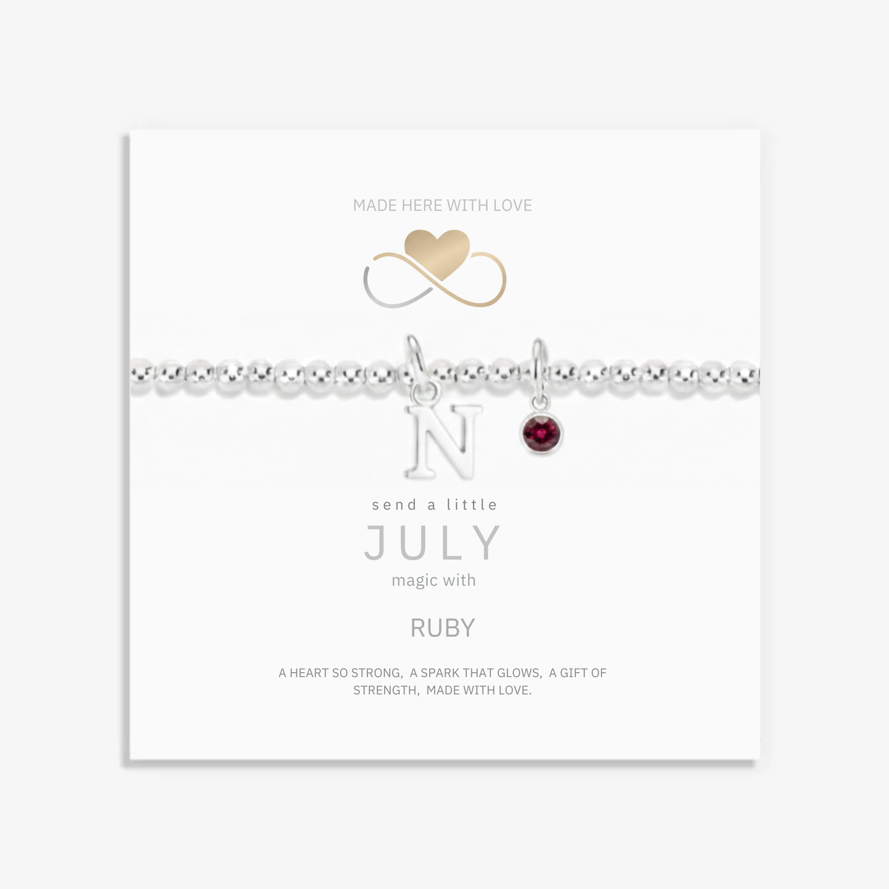 July Birthstone Initial Letter Charm Bracelet