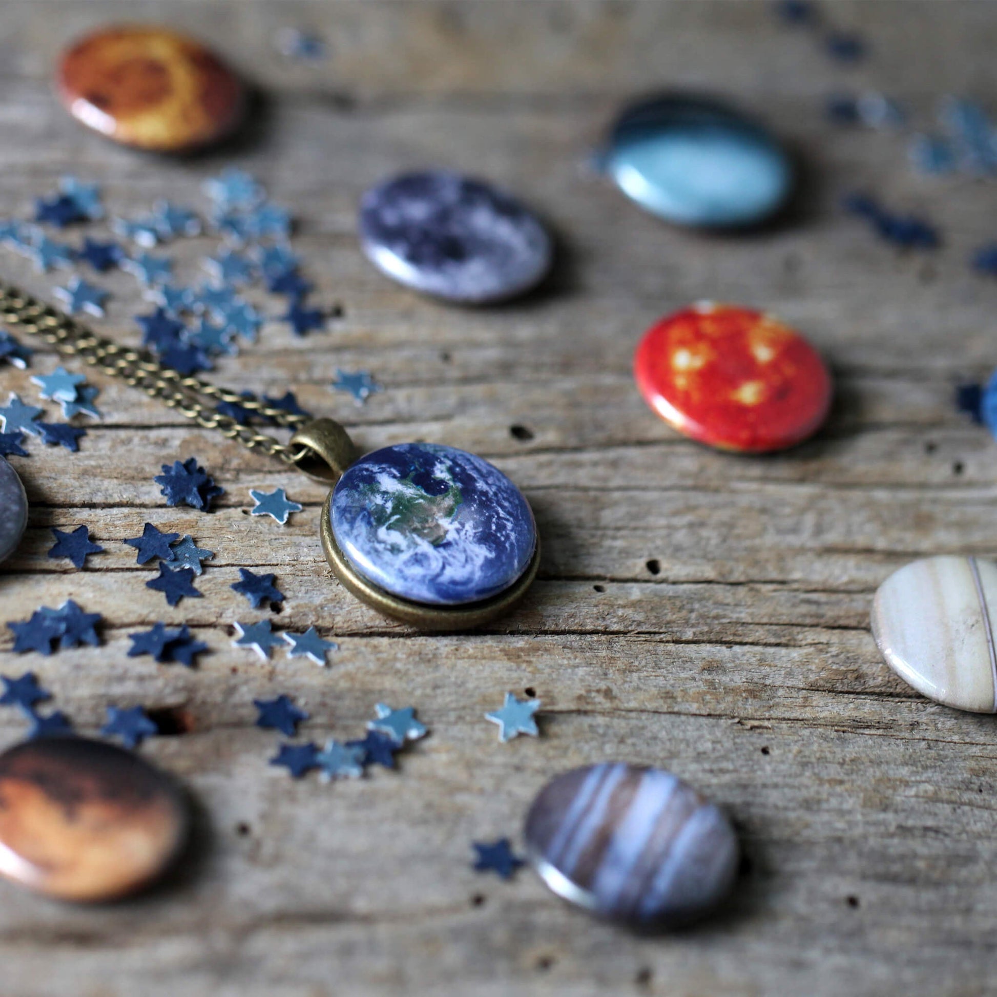 Interchangeable Solar System Necklace with 8 Planets