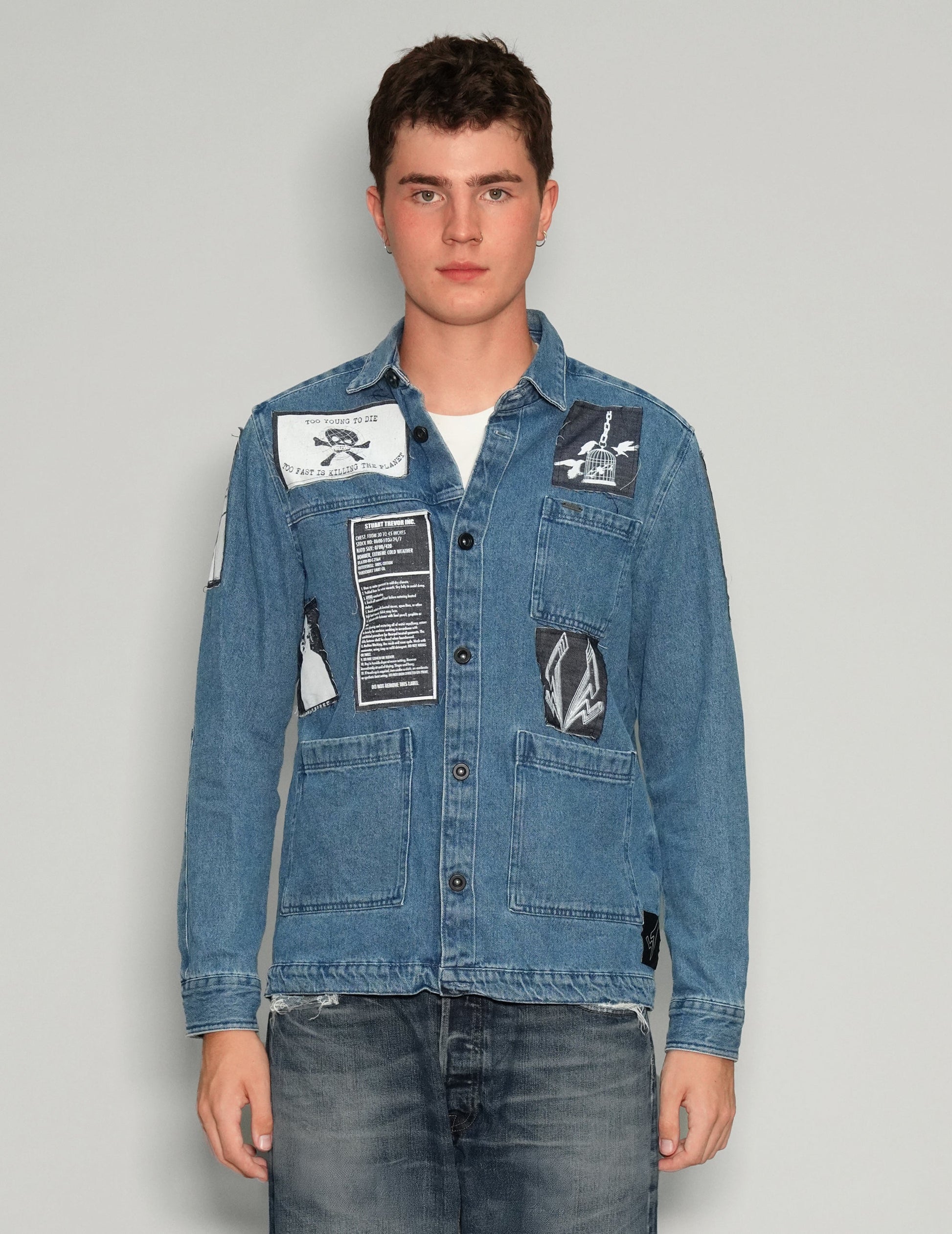 Patched Denim Overshirt