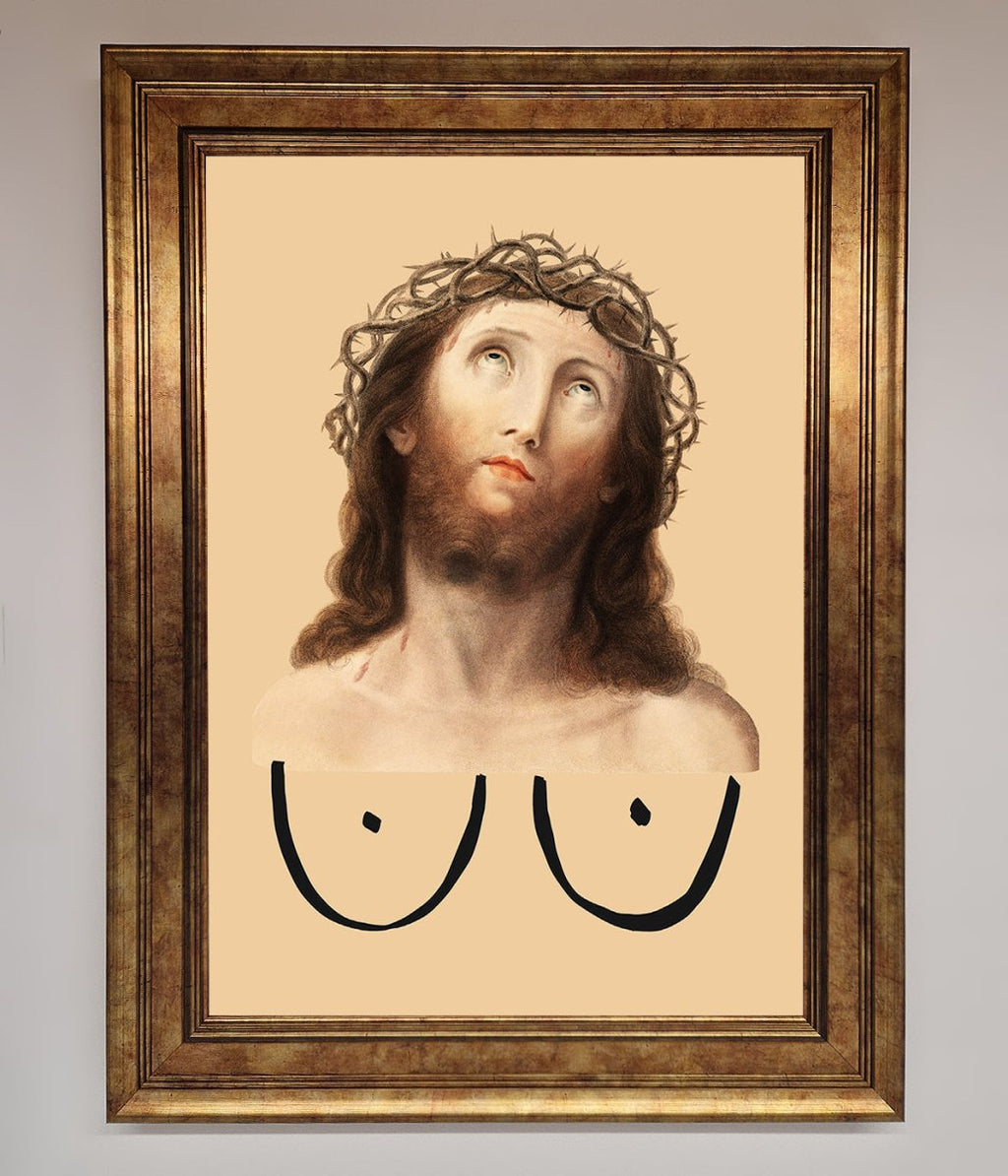Jesus Breasts Framed Poster