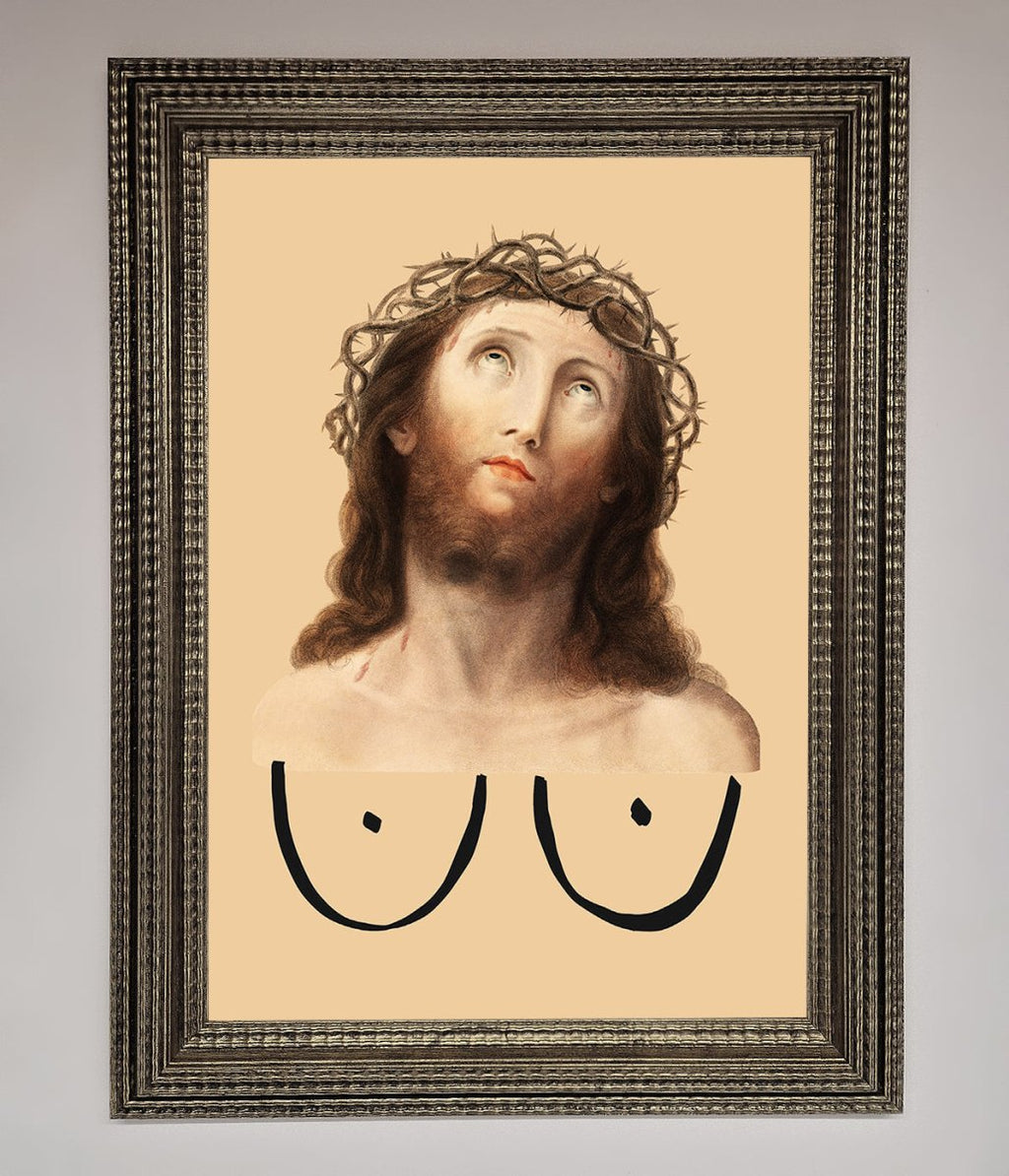 Jesus Breasts Framed Poster