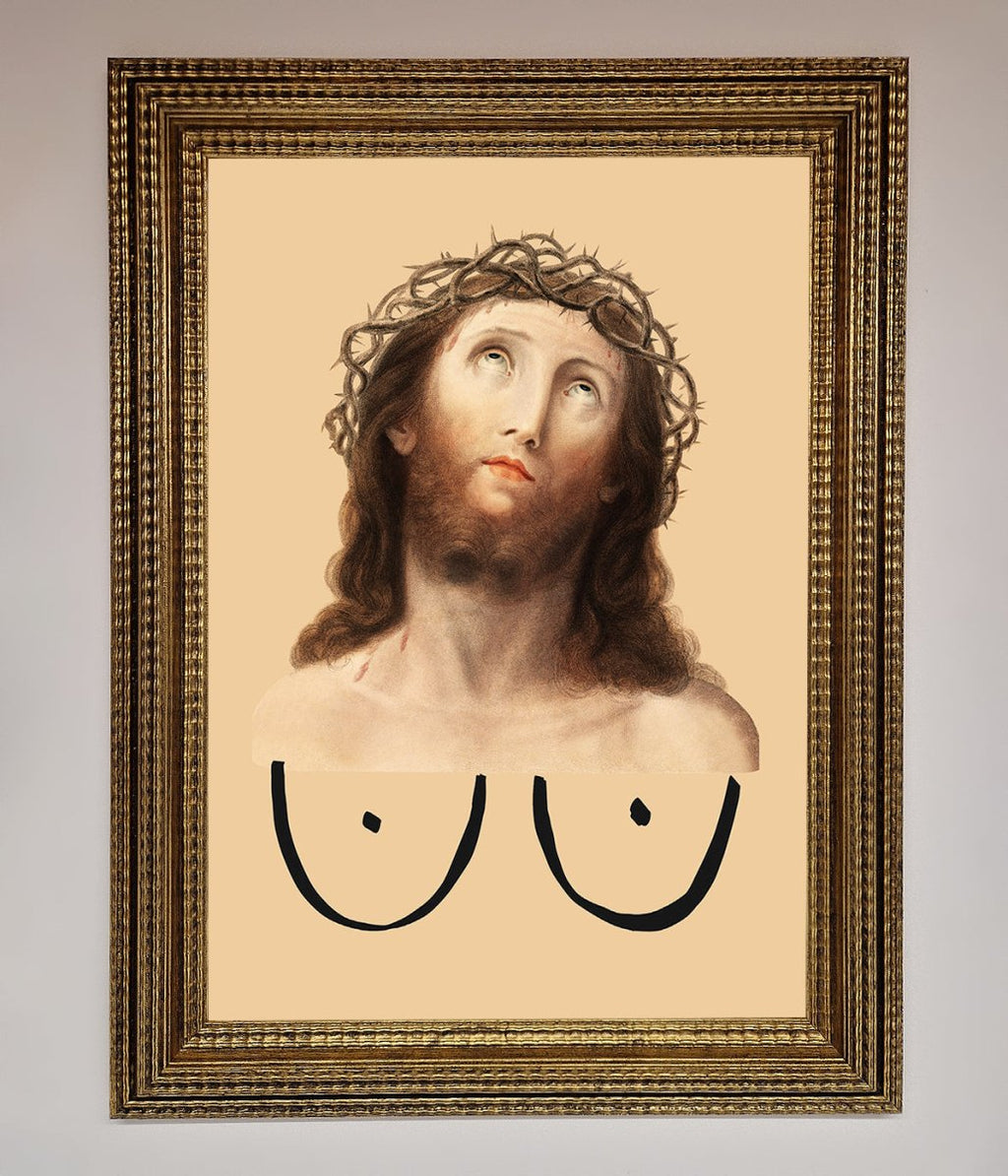 Jesus Breasts Framed Poster