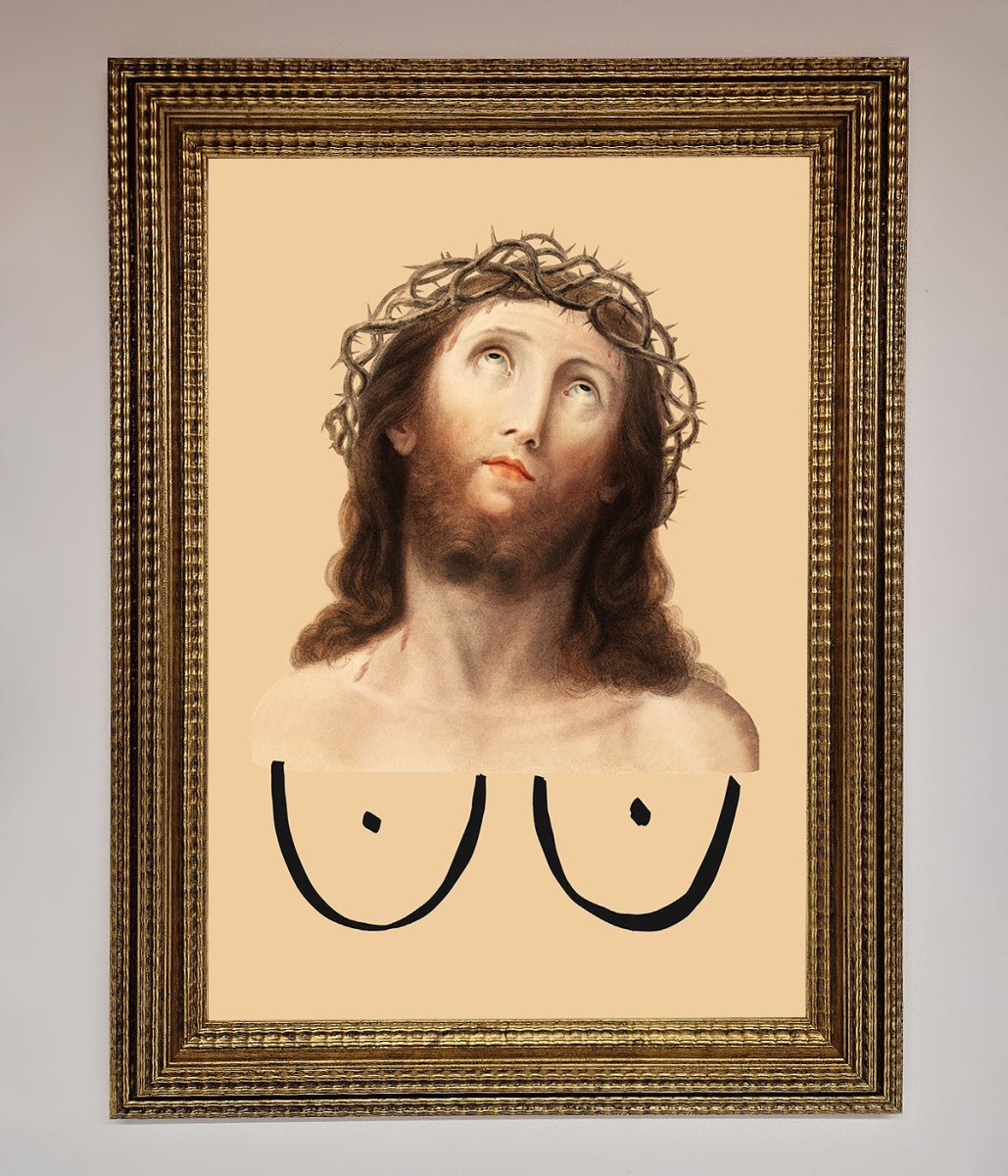 Jesus Breasts Framed Poster