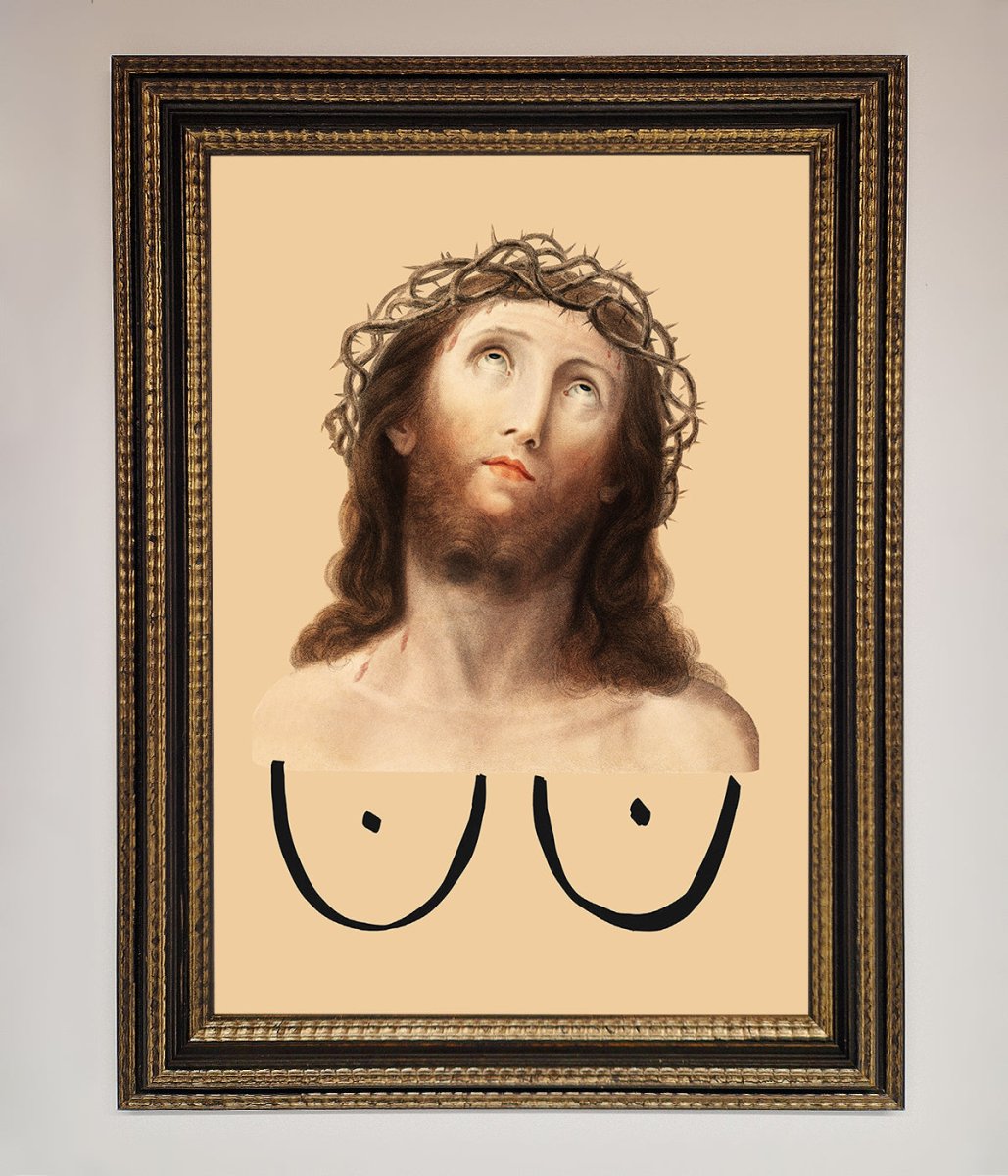 Jesus Breasts Framed Poster