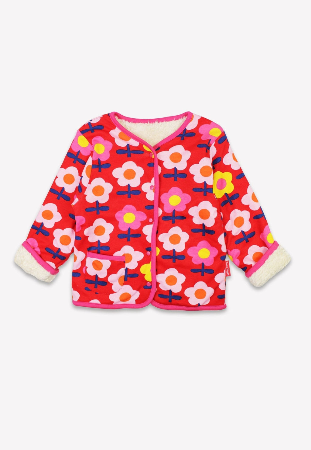 Organic Pink Flower Print Reversible Jacket for Kids