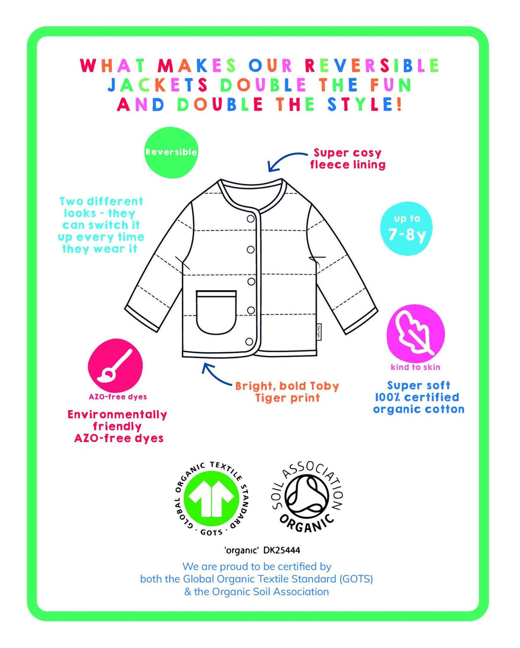 Organic Pink Flower Print Reversible Jacket for Kids