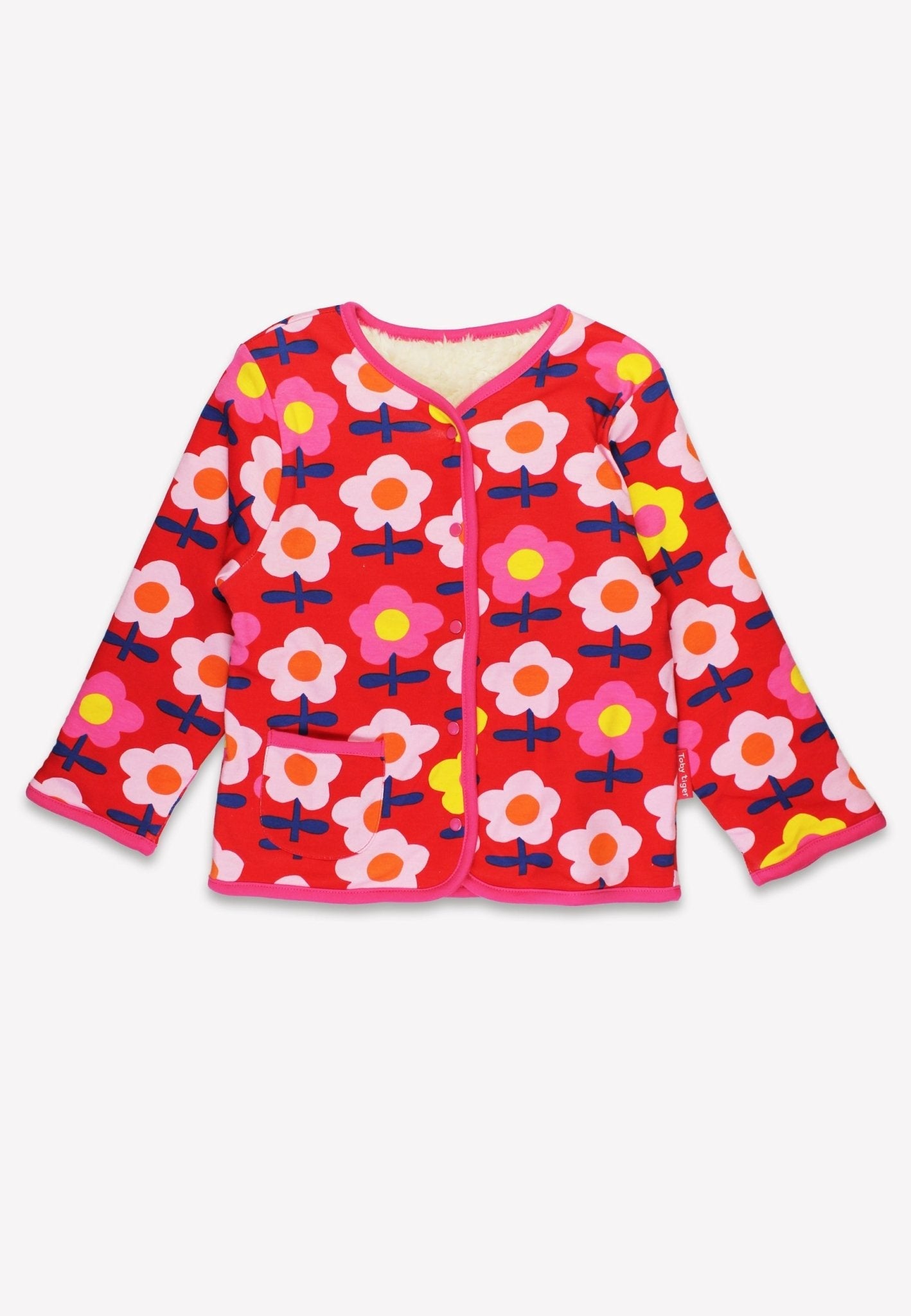 Organic Pink Flower Print Reversible Jacket for Kids