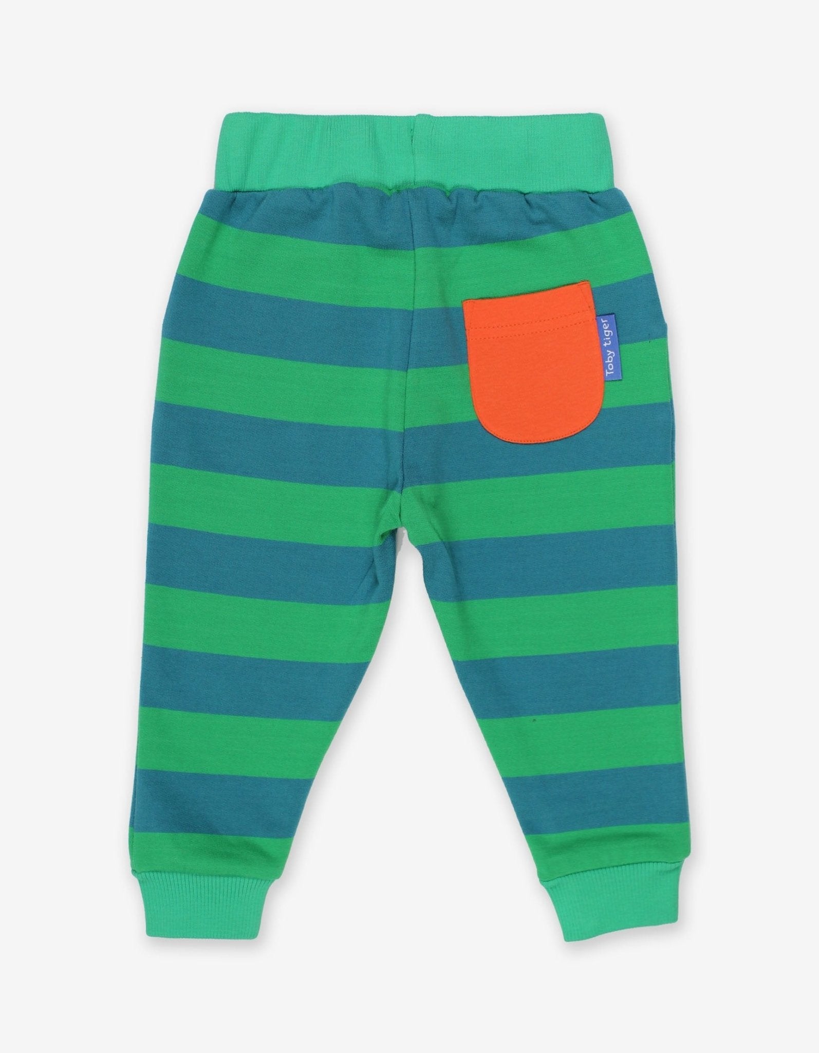 Organic Green Striped Joggers for Kids