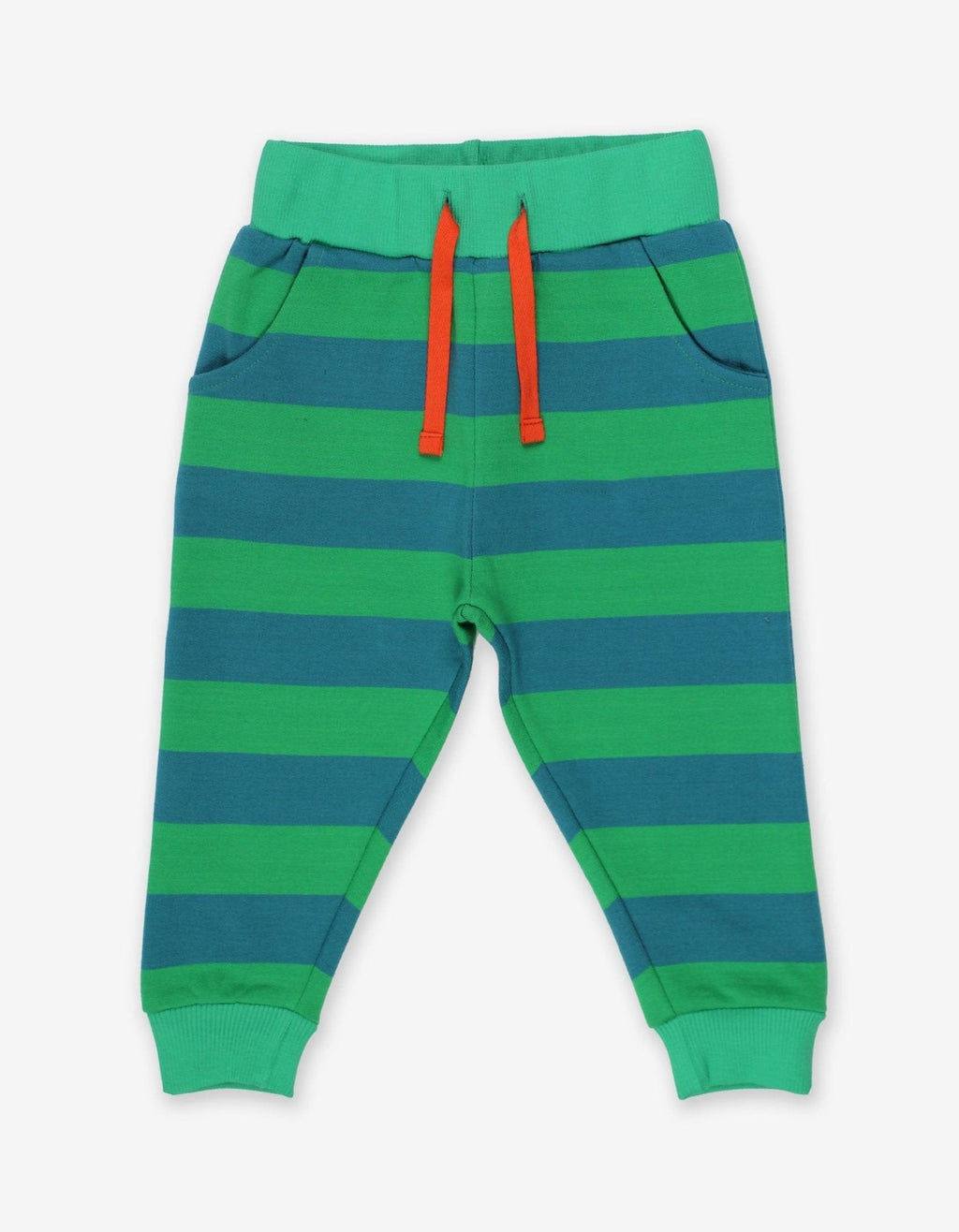 Organic Green Striped Joggers for Kids