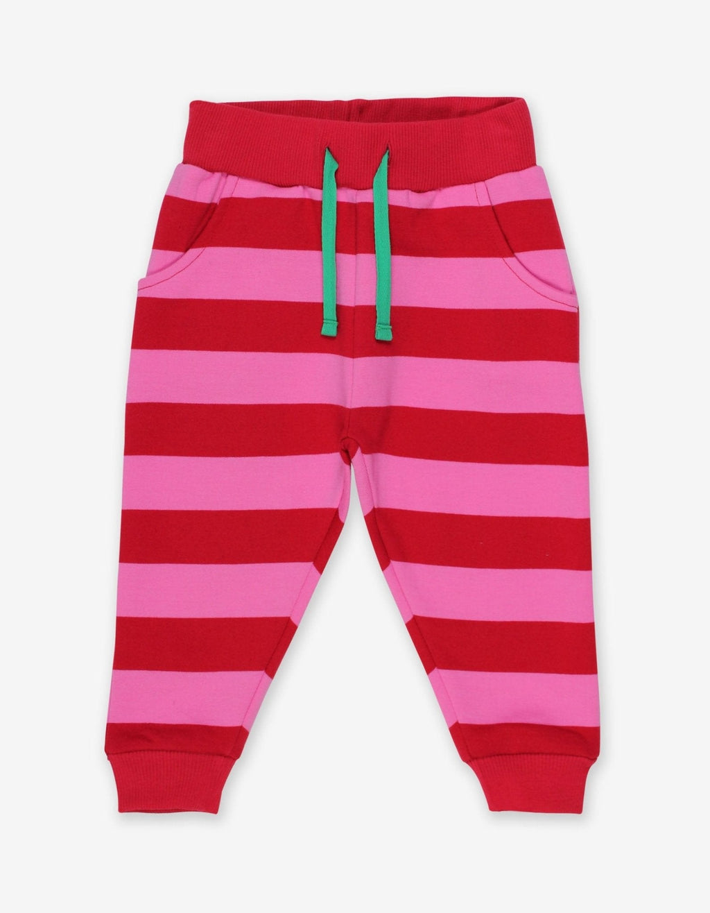 Organic Red Pink Striped Joggers for Kids