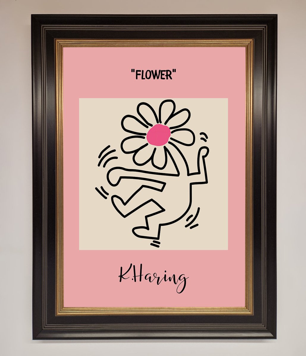 Keith Haring Flower Pink Framed Poster