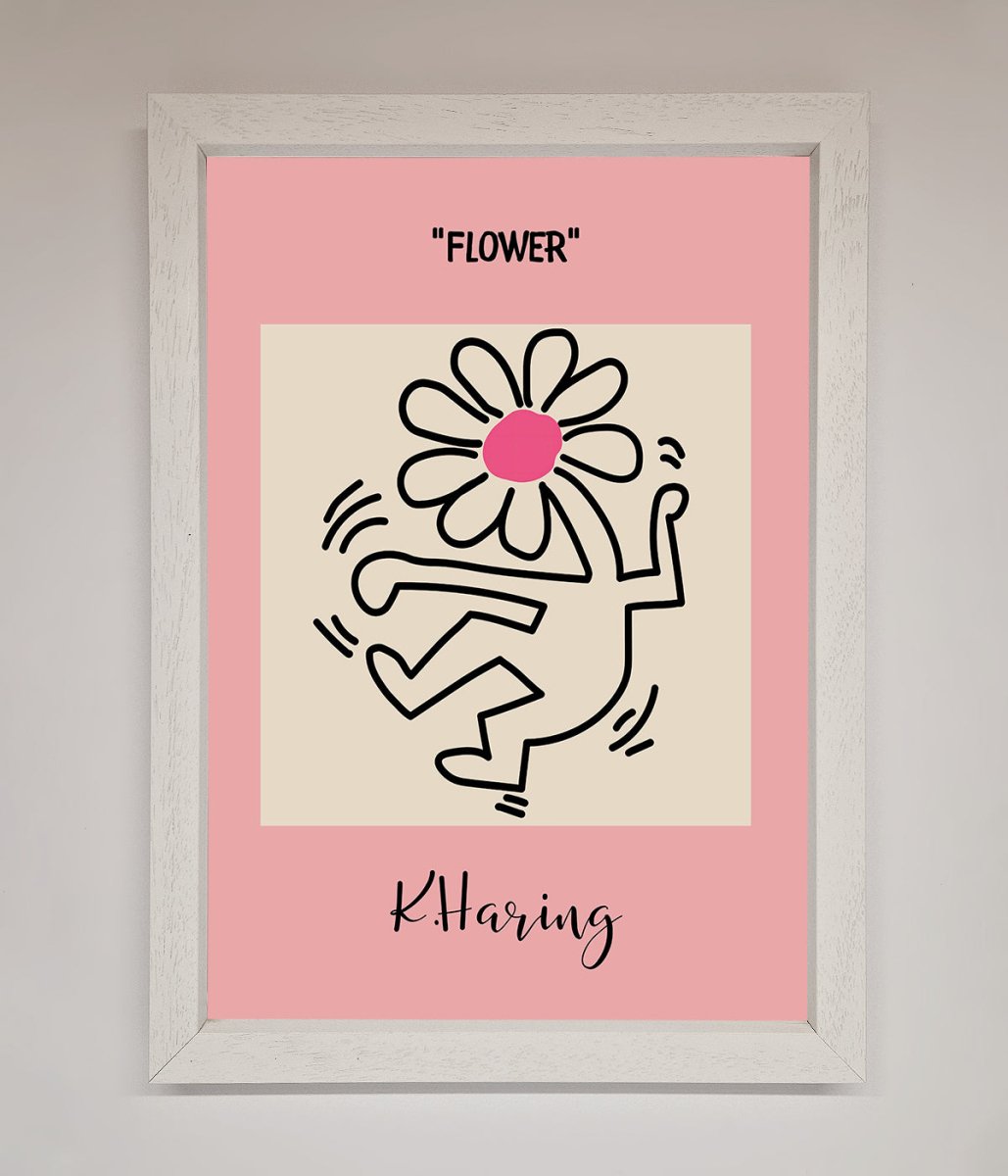 Keith Haring Flower Pink Framed Poster