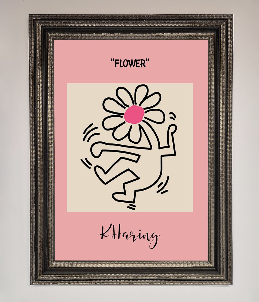 Keith Haring Flower Pink Framed Poster