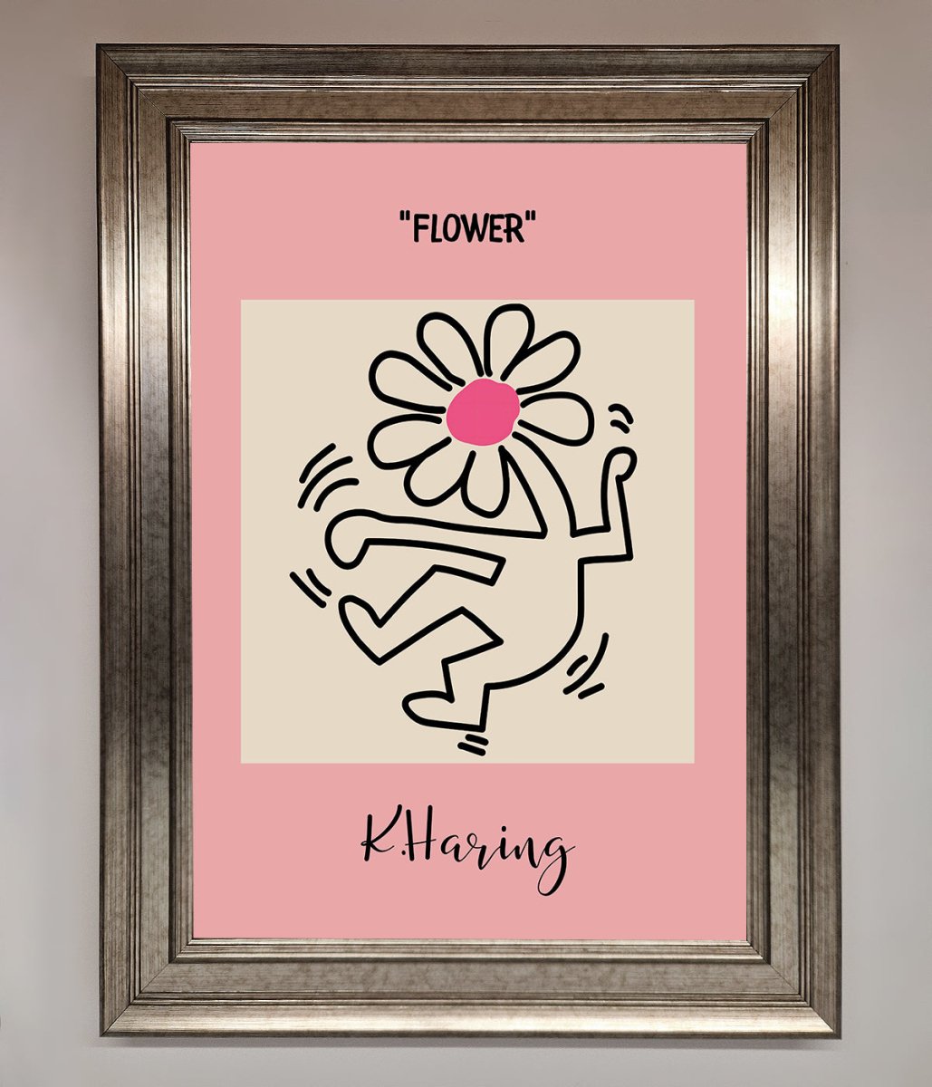 Keith Haring Flower Pink Framed Poster