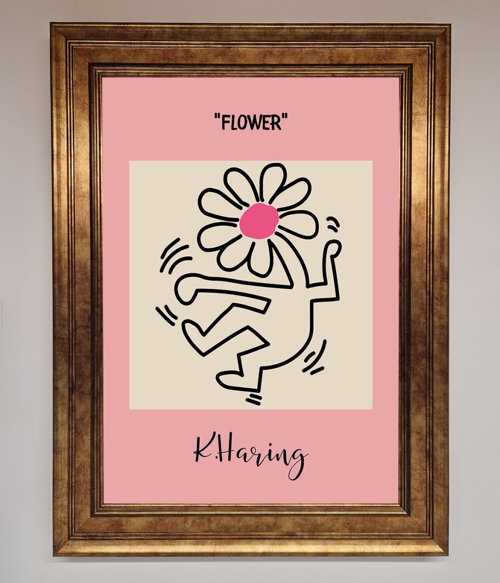 Keith Haring Flower Pink Framed Poster
