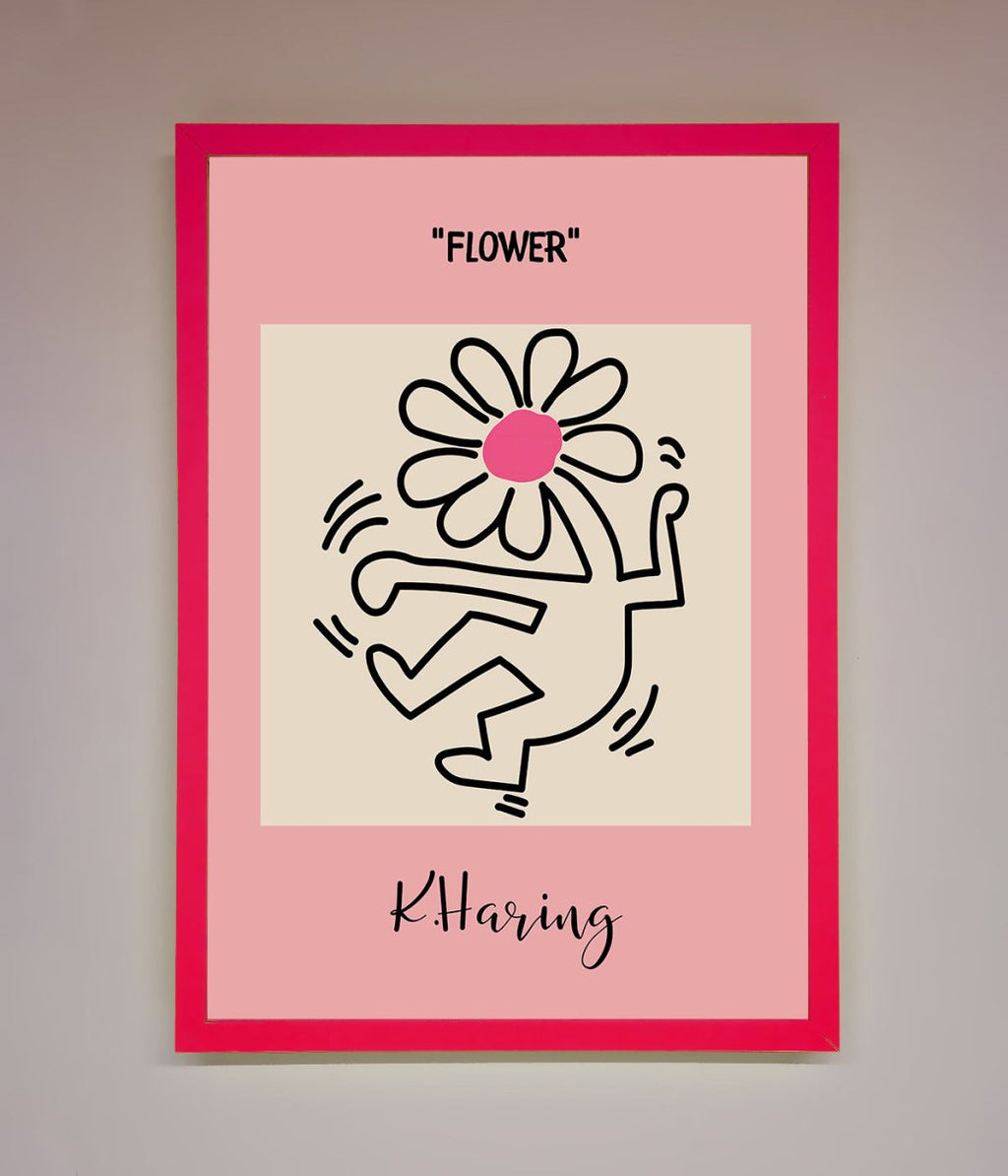 Keith Haring Flower Pink Framed Poster